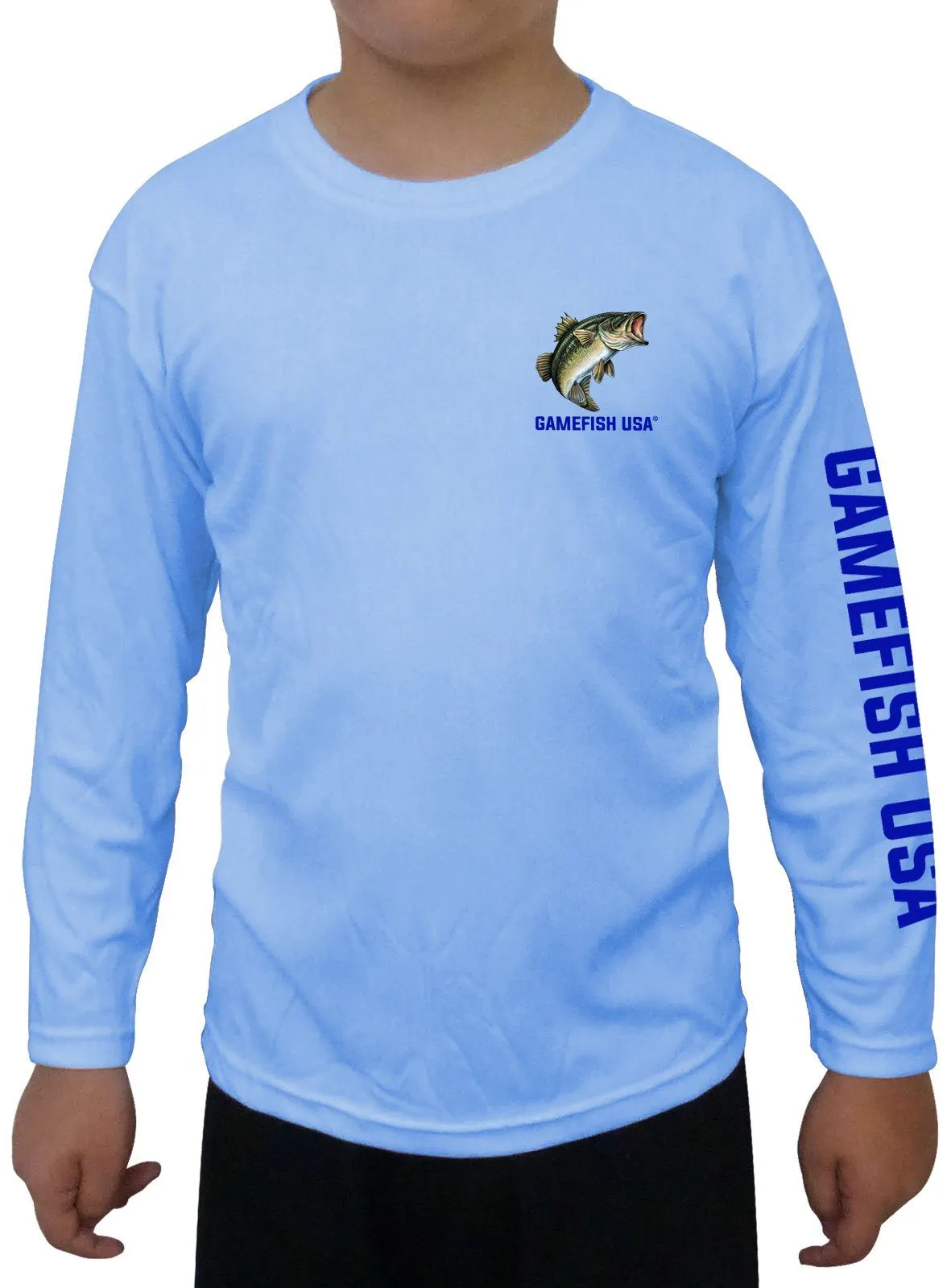 Kid's UPF 50 Long Sleeve Microfiber Moisture Wicking Performance Fishing Shirt Bass