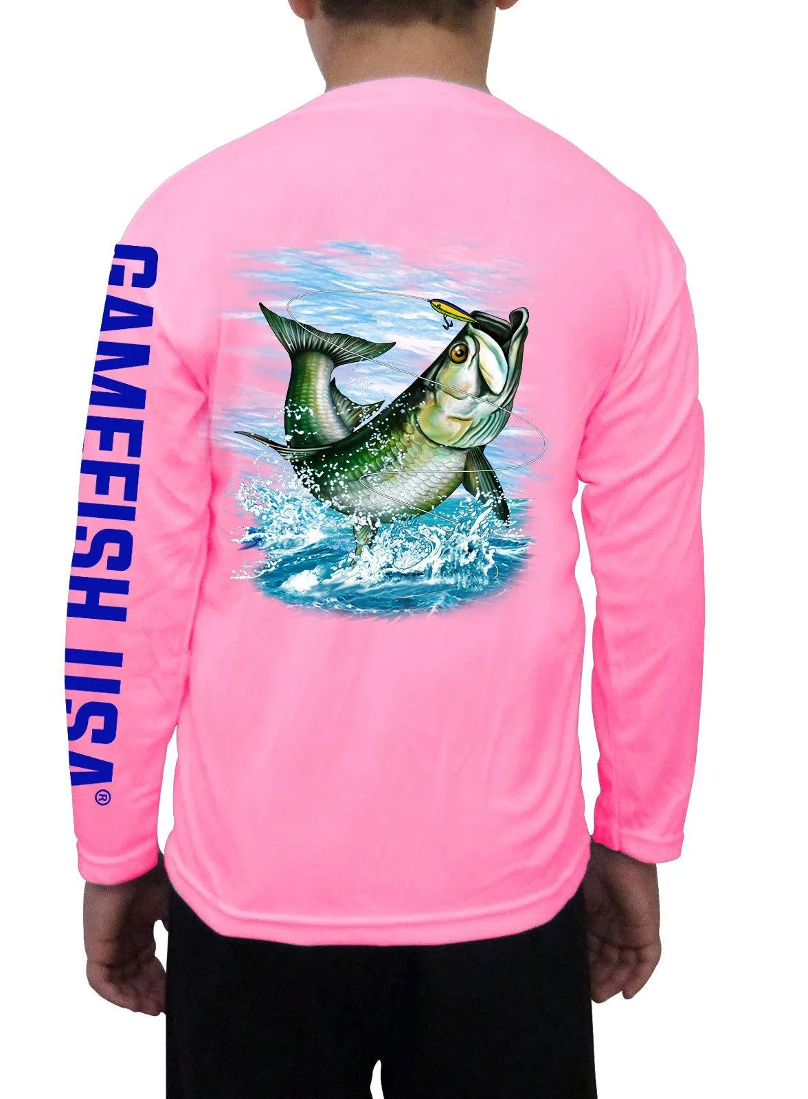 Kid's UPF 50 Long Sleeve Microfiber Moisture Wicking Performance Fishing Shirt Tarpon