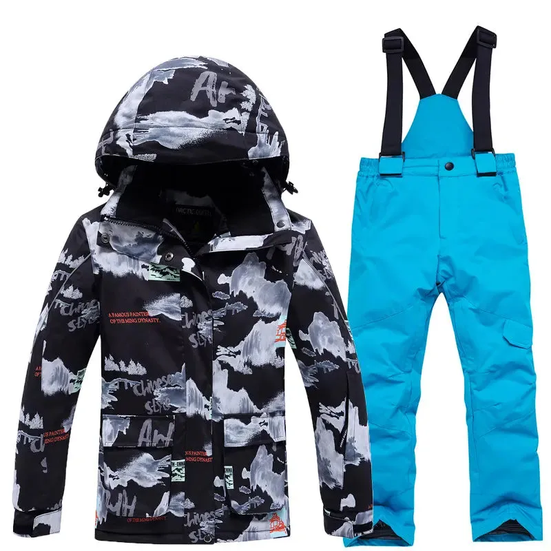 Kids Winter Snow Jackets & Bibs Pants Outdoor Ski Suits