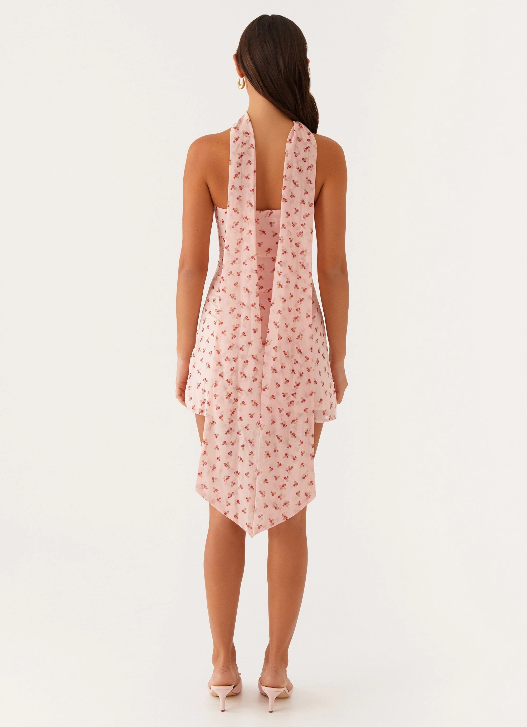 Chic Tailoring Kiesha Strapless Scarf Mini Dress - Pink Flower
