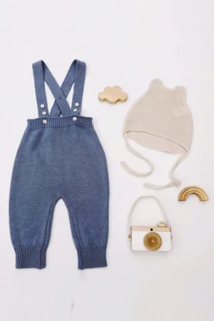Knit Suspender Pants (Blue)