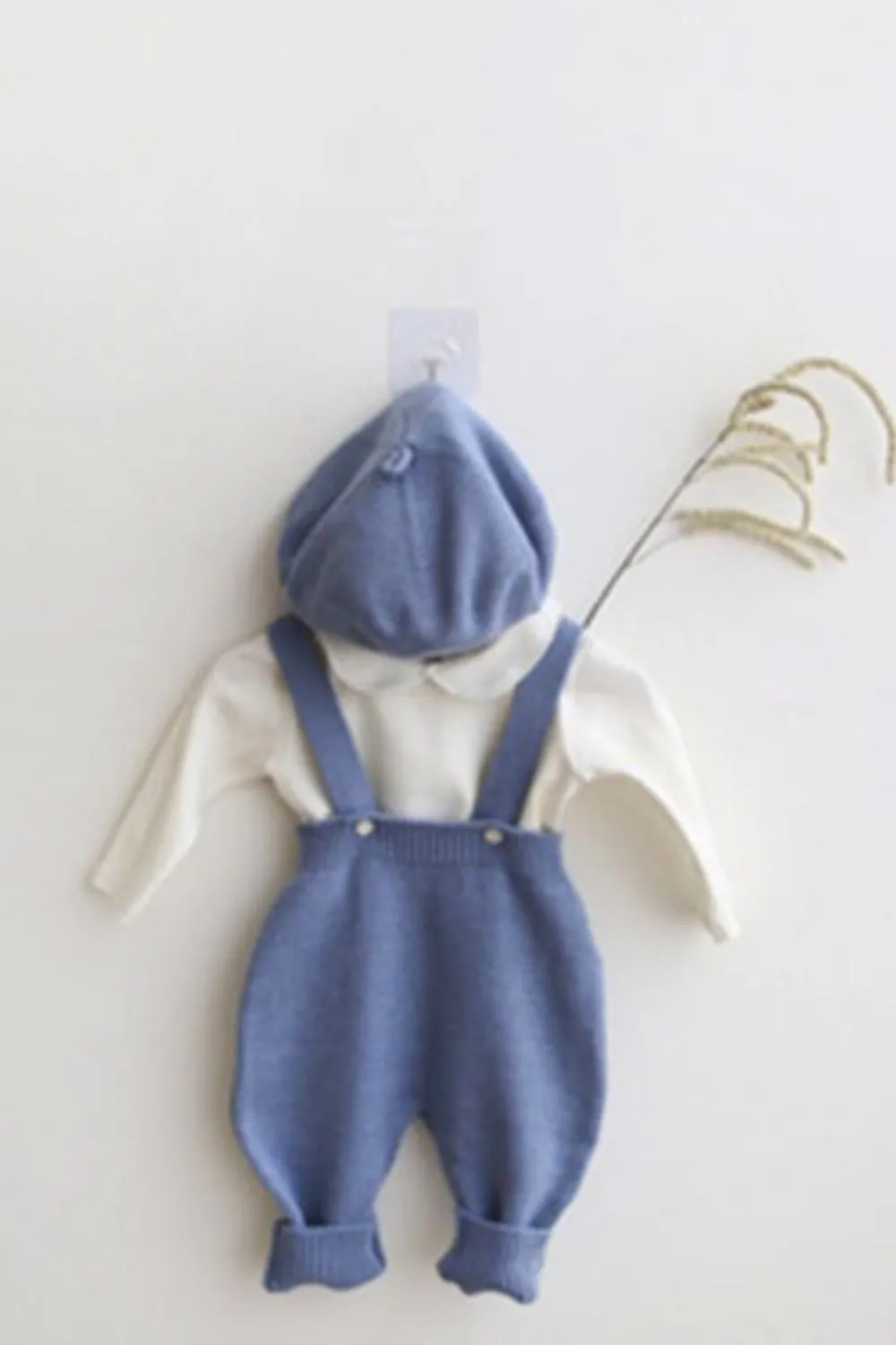 Knit Suspender Pants (Blue)