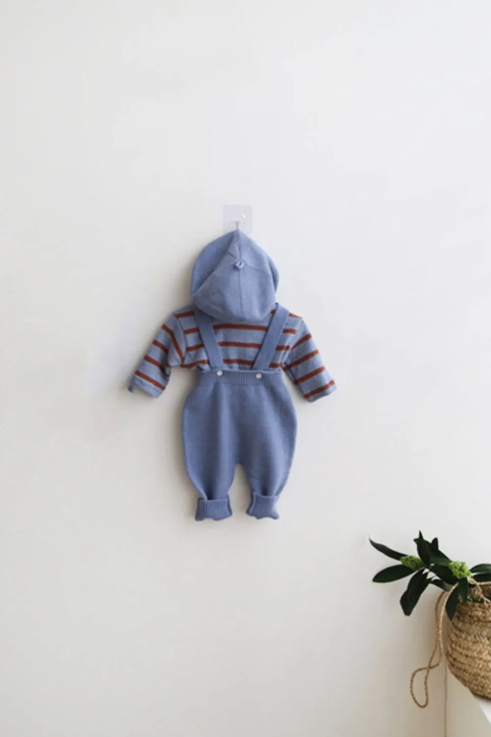 Knit Suspender Pants (Blue)