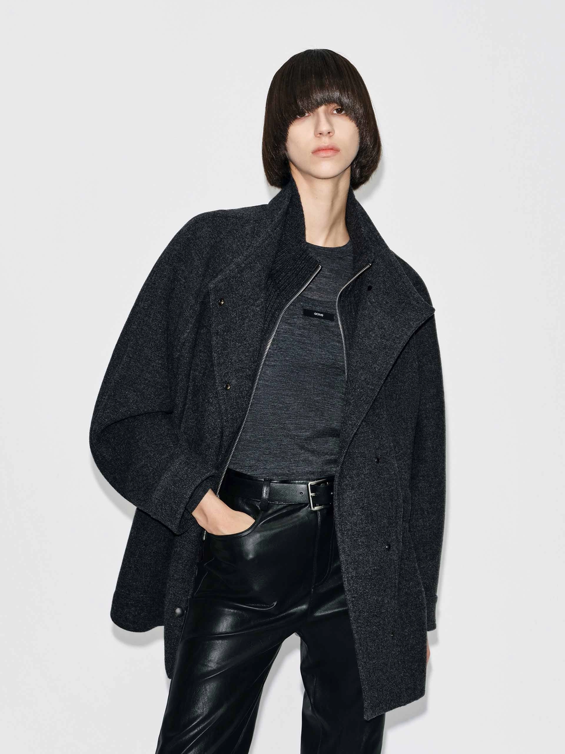 Modular Design Knitted Paneled Wool Coat