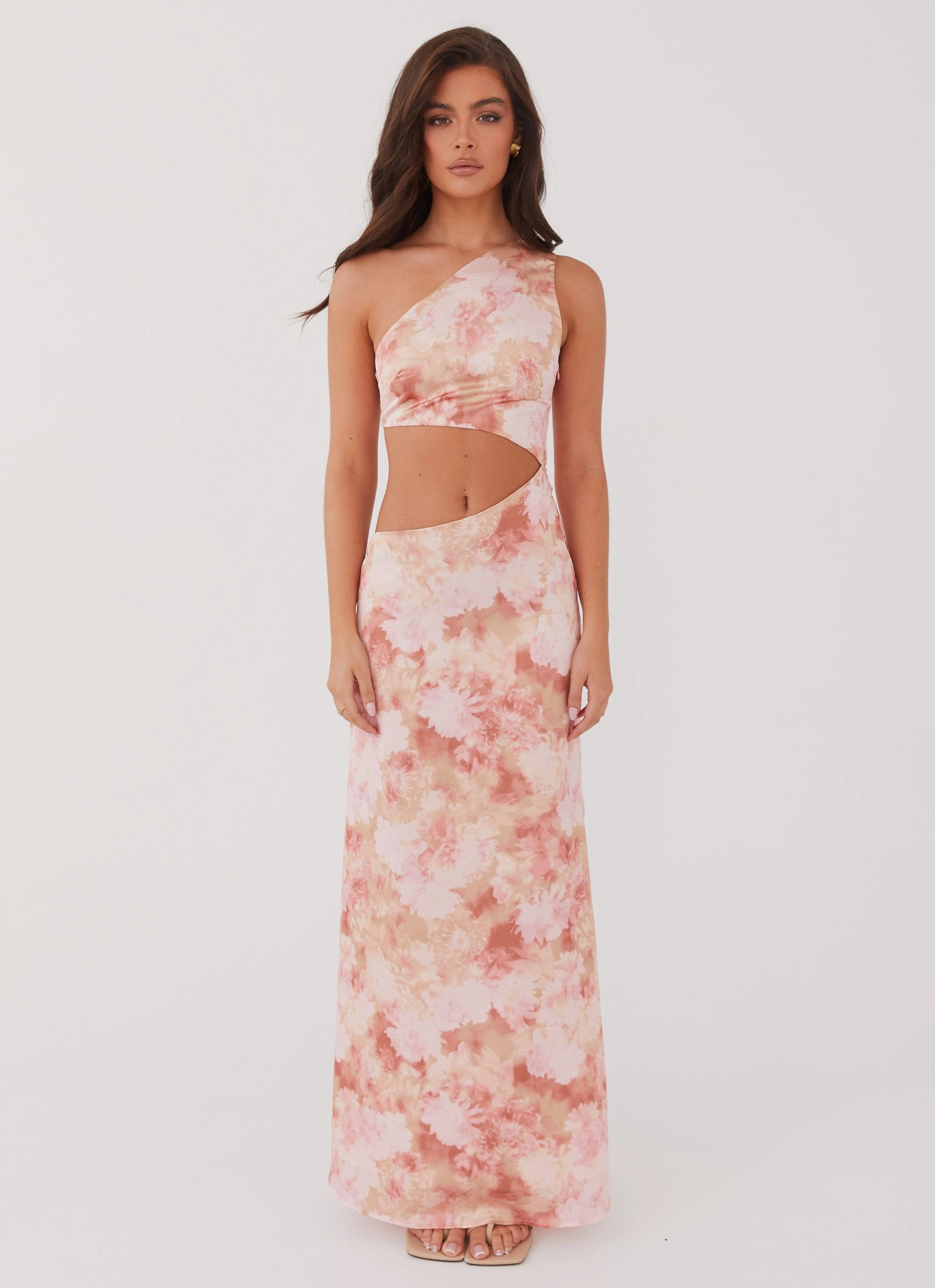 Krista One Shoulder Maxi Dress - Flower Garden Lightweight-Layer