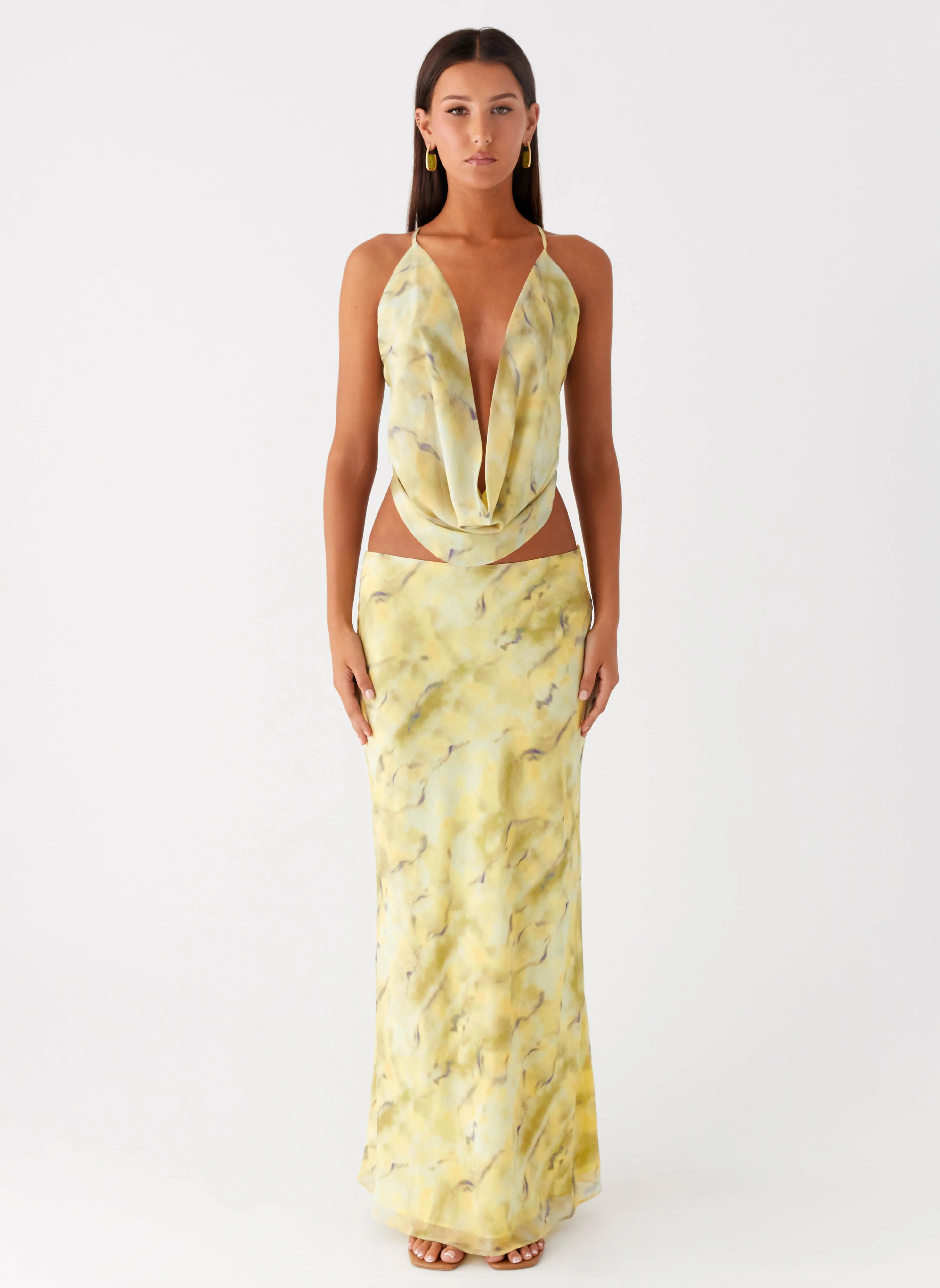 Kylo Low Rise Maxi Skirt - Yellow Tie Dye Street Edge Natural Look