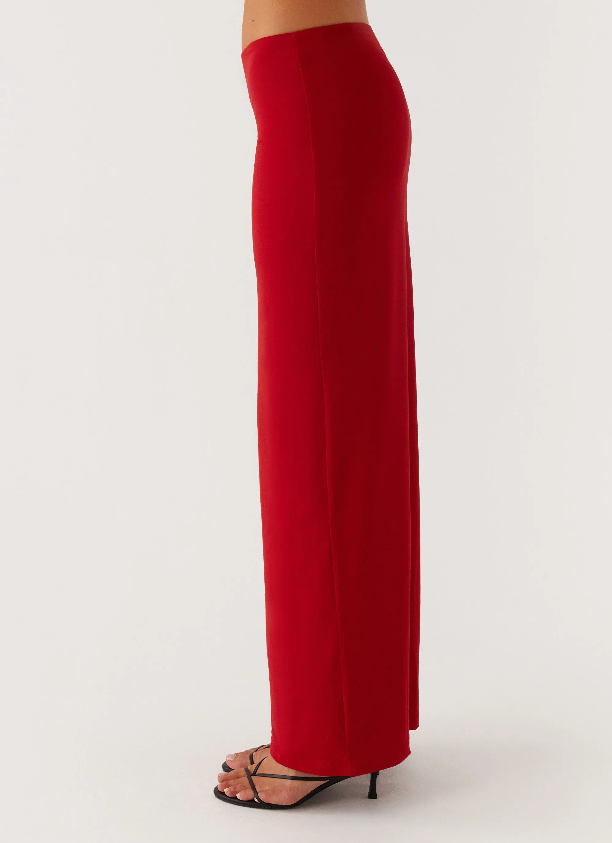 Two Tone Trim Solace Soul Maxi Skirt - Red