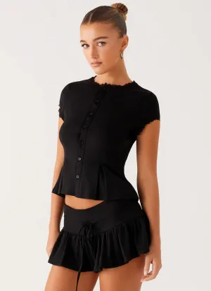 Landon Button Up Top - Black PreShrunk Fabric
