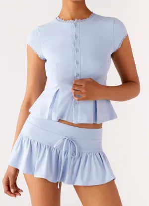 Landon Mini Skort - Blue Trendy Outfit Contrast Stitching