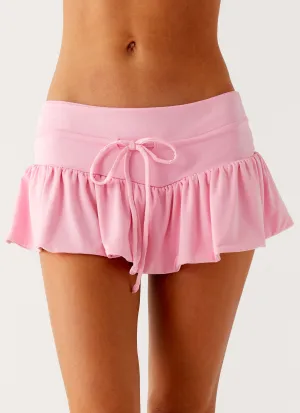 Landon Mini Skort - Pink Gathered waist Non Slip Waist