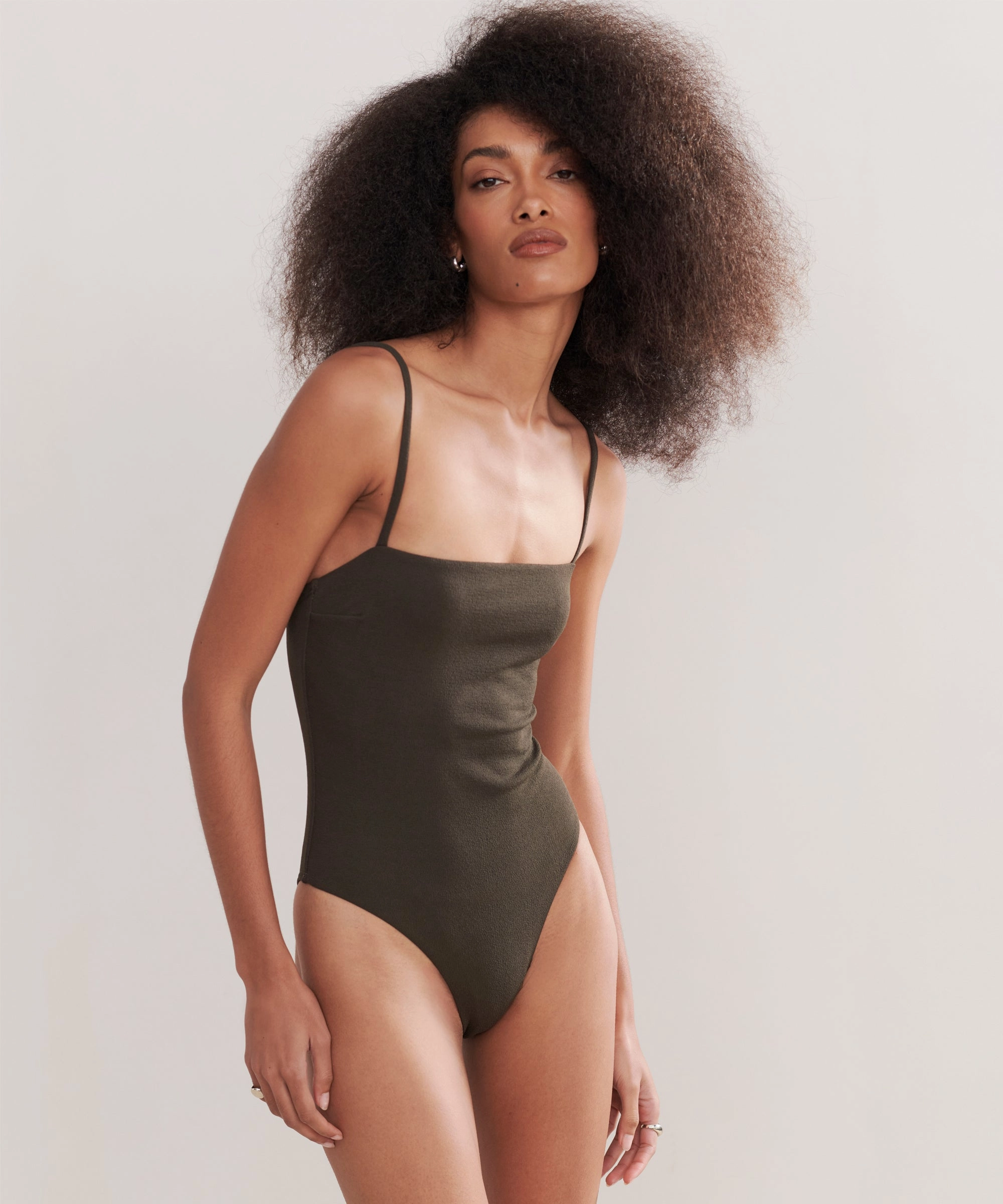 Reinforced Hems Petite Square Maillot Swimsuit