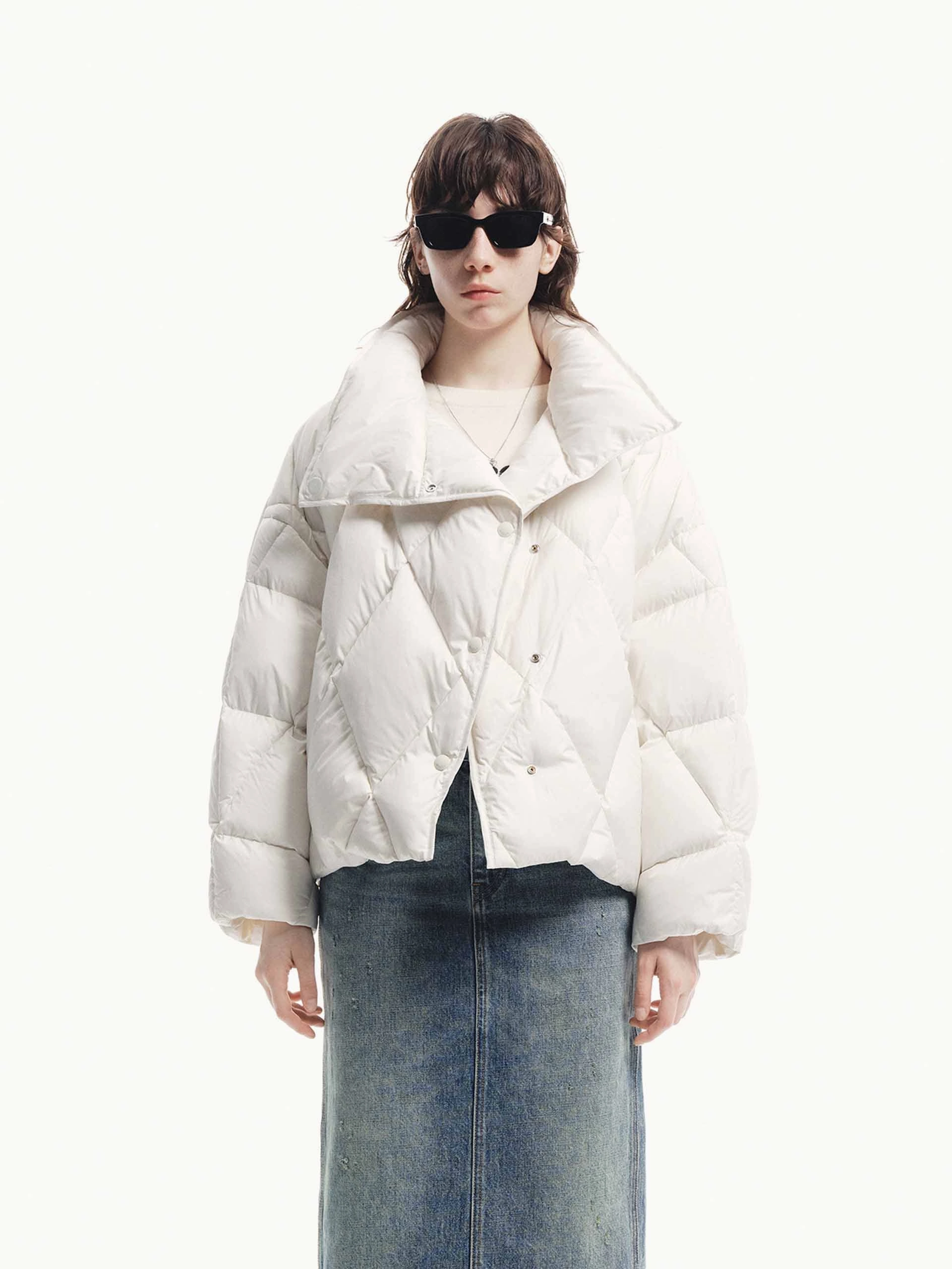 Lapel Quilted Down Jacket AirflowVents