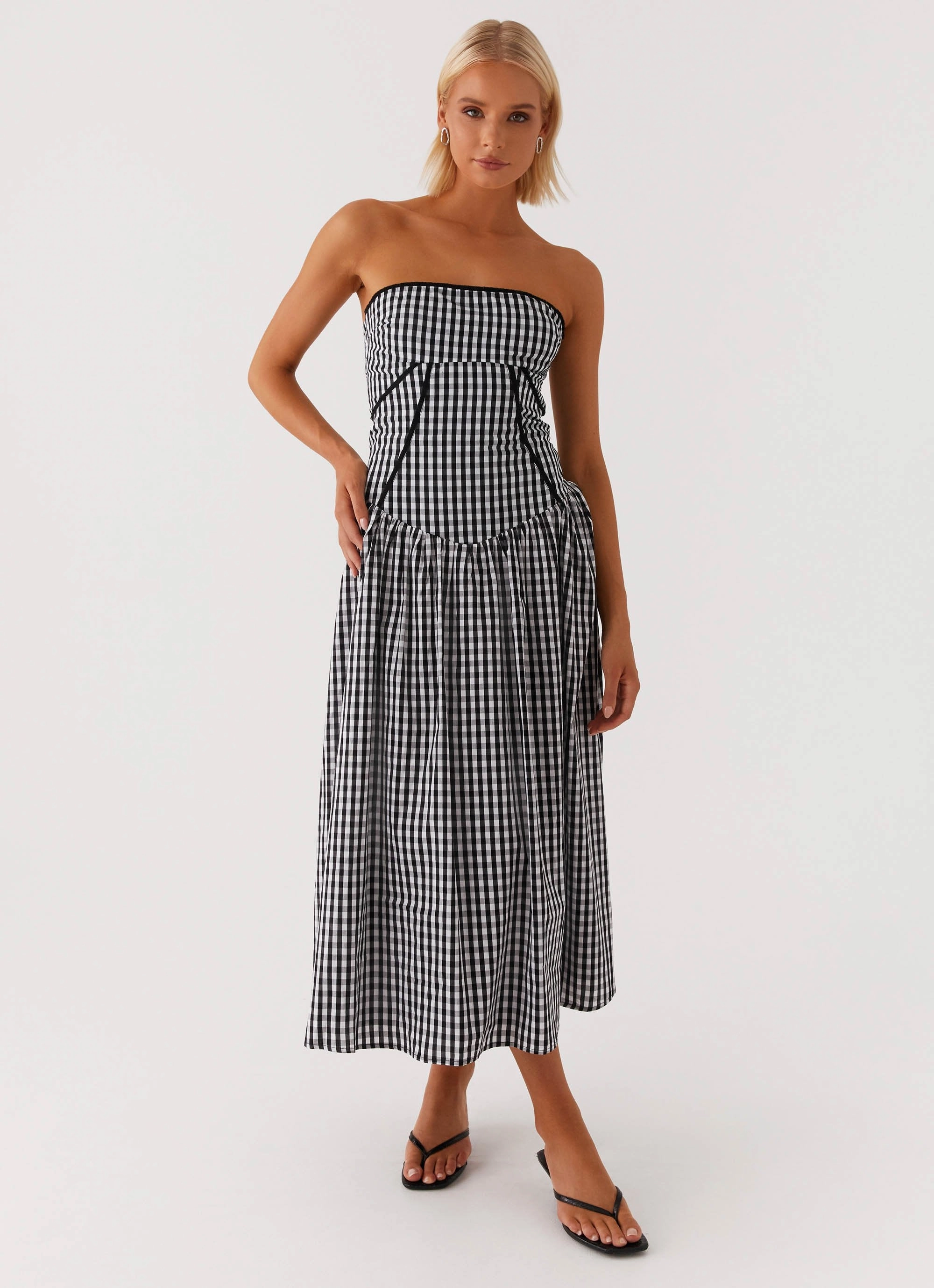 Larnie Midi Dress - Black Gingam Bright-Hue Professional Comfort