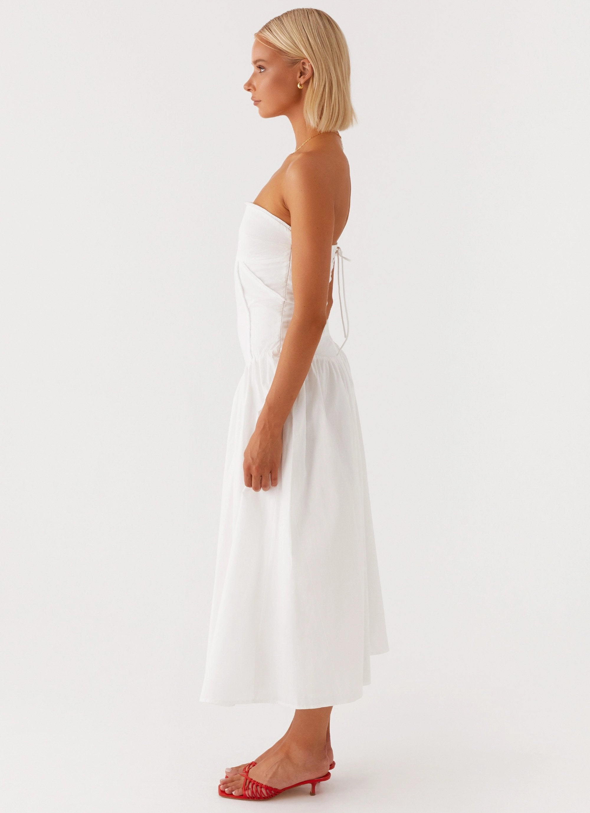 Larnie Midi Dress - White Sleek Volume Trendy Appearance
