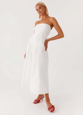 Larnie Midi Dress - White Feminine Vibe