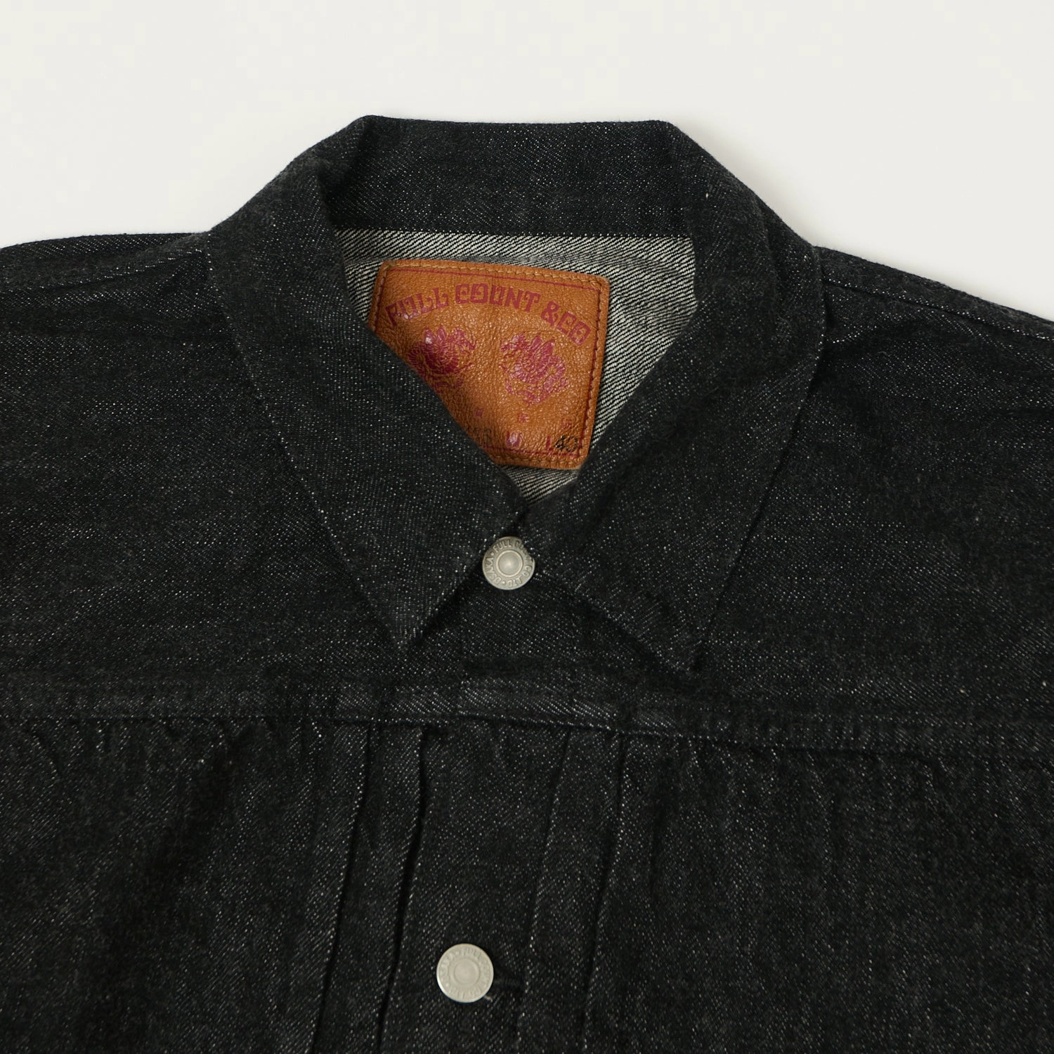 Essential Casual Look Tailored Cut Style Full Count 2107SS 'Super Smooth' 11.5oz Type I Denim Jacket - Black One Wash