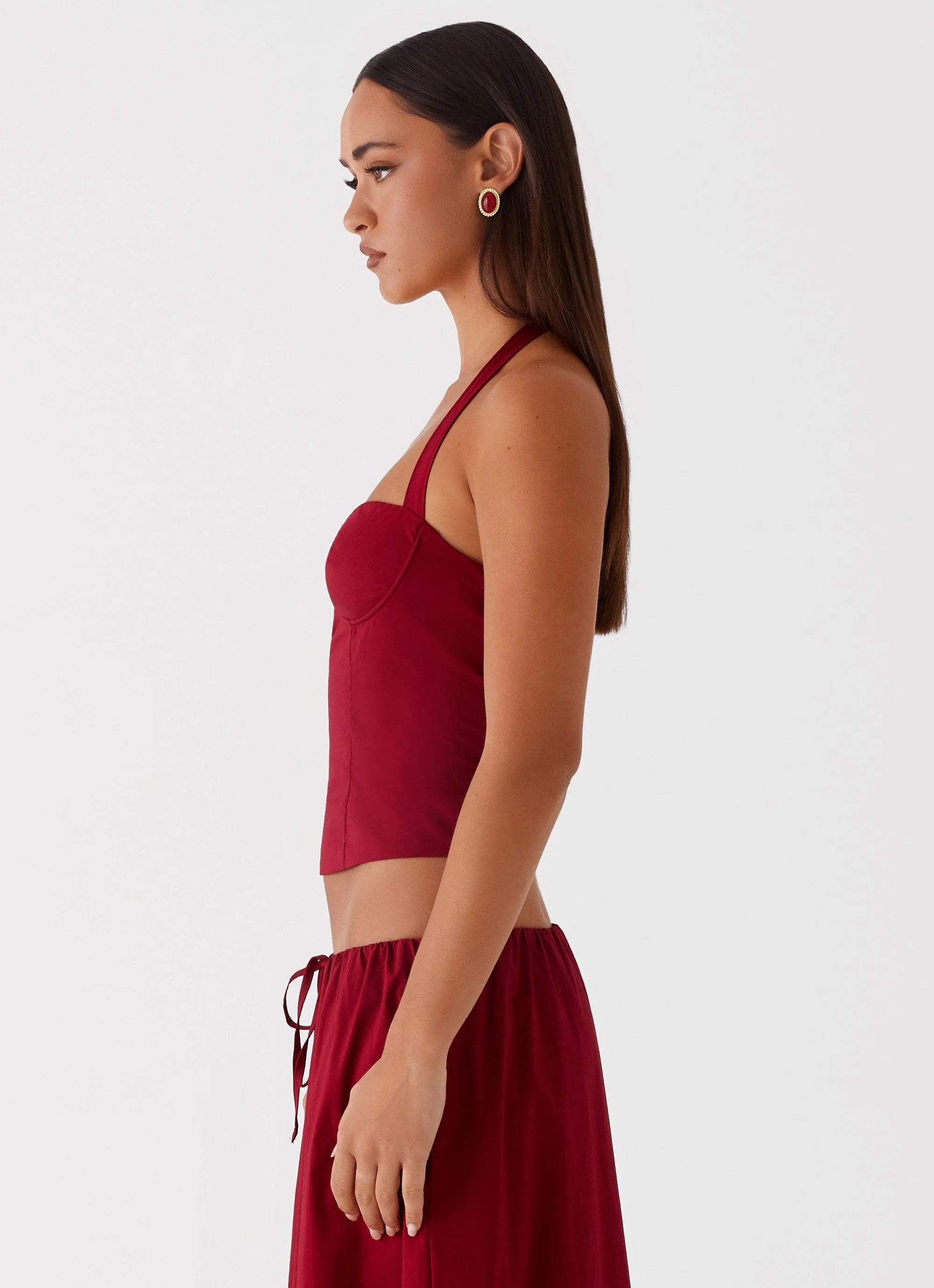 AllDay Comfort Cheryl Bustier Halter Top - Cherry Red