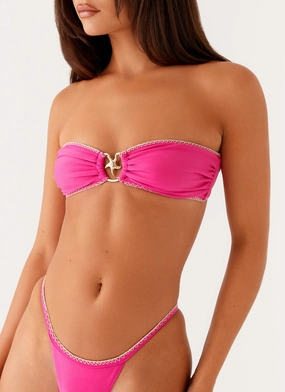 Laurel Bikini Top - Fuchsia Holiday Retreat