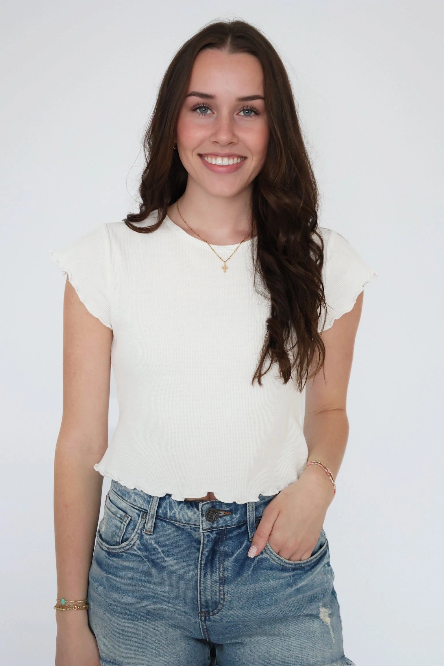 Lauren Ribbed Tee Tagless Labeling