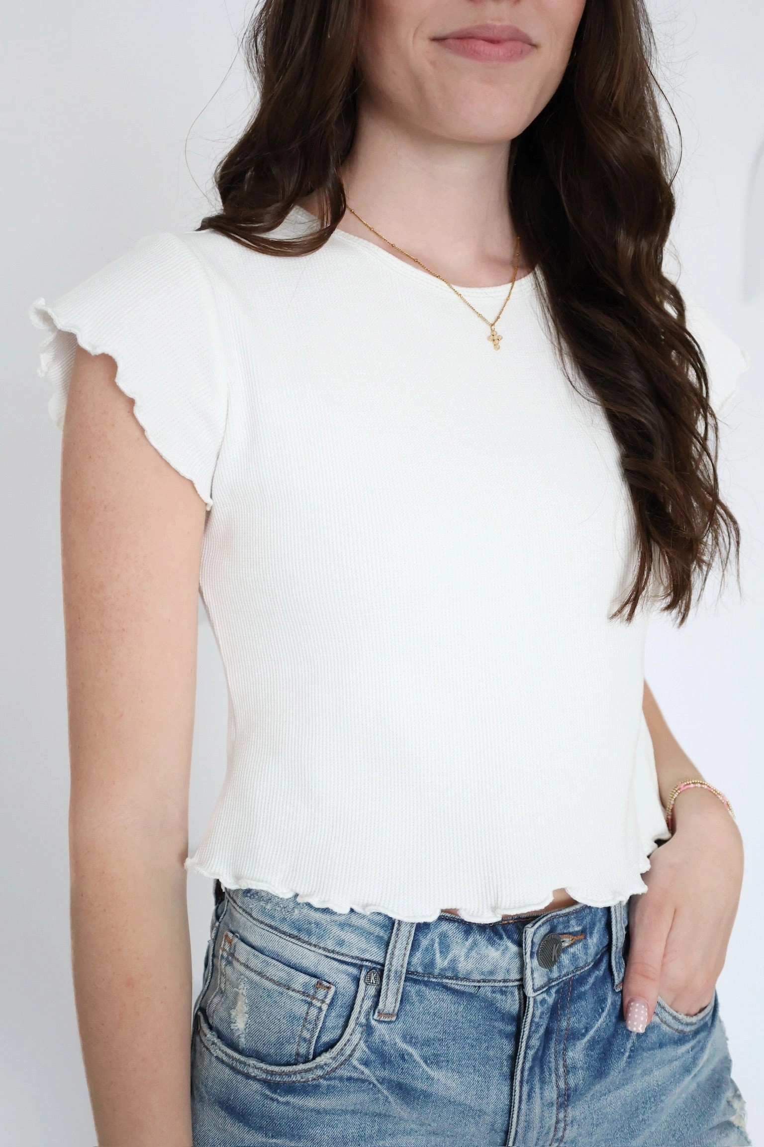 Lauren Ribbed Tee Layered Ply Construction