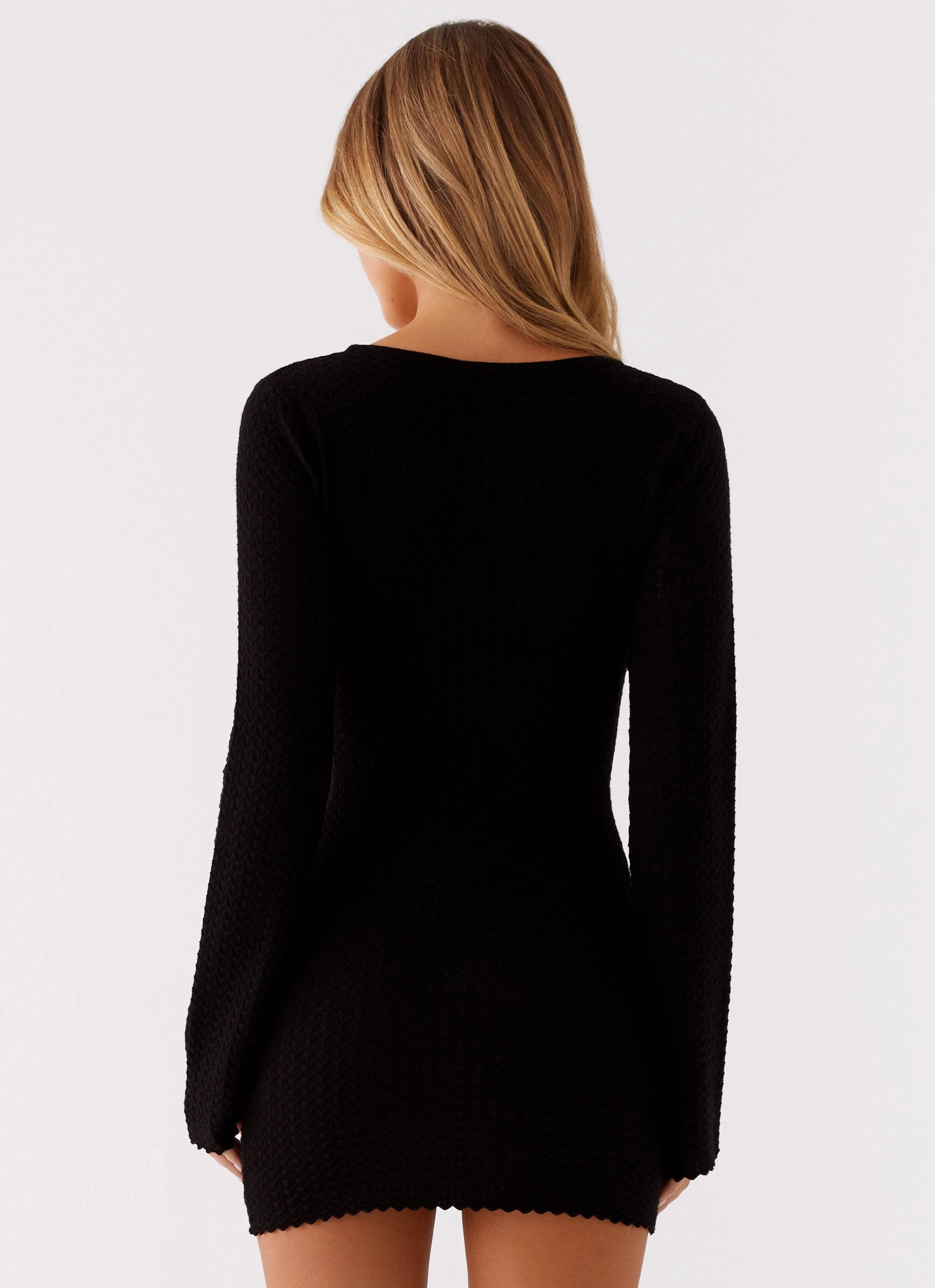Lavelle Knit Mini Dress - Black Sophisticated Waist Fit