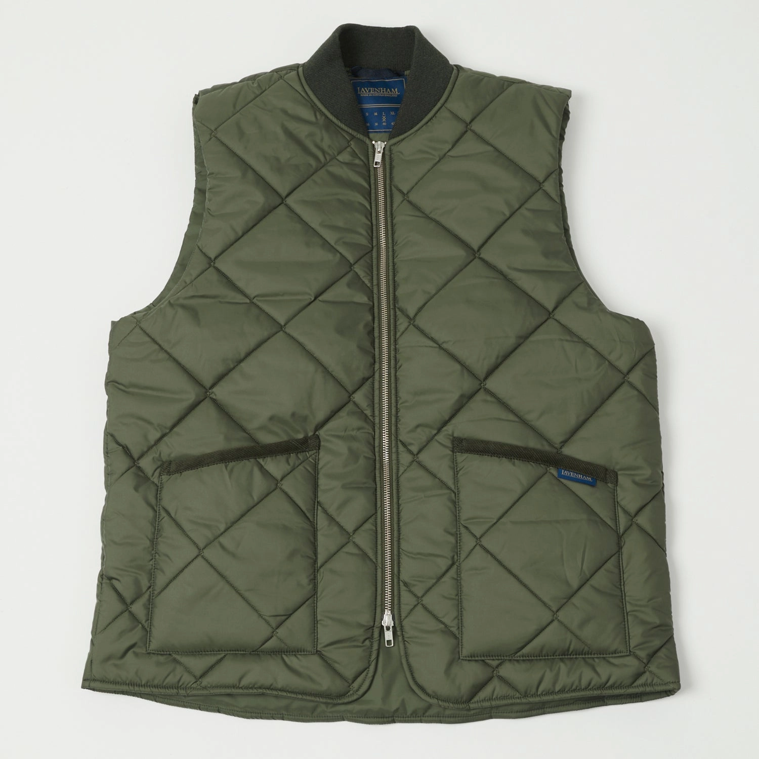 Hooded Versatile Design Ultra Light Packable Lavenham Big Quilt Bomber Gilet - Olive Green