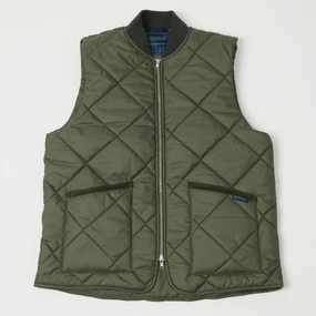 Hooded Versatile Design Ultra Light Packable Lavenham Big Quilt Bomber Gilet - Olive Green