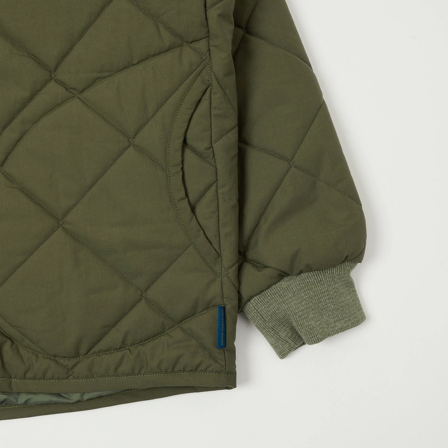 Lavenham Big Quilt Bomber Jacket - Olive Green Noise Reduced Fabrics