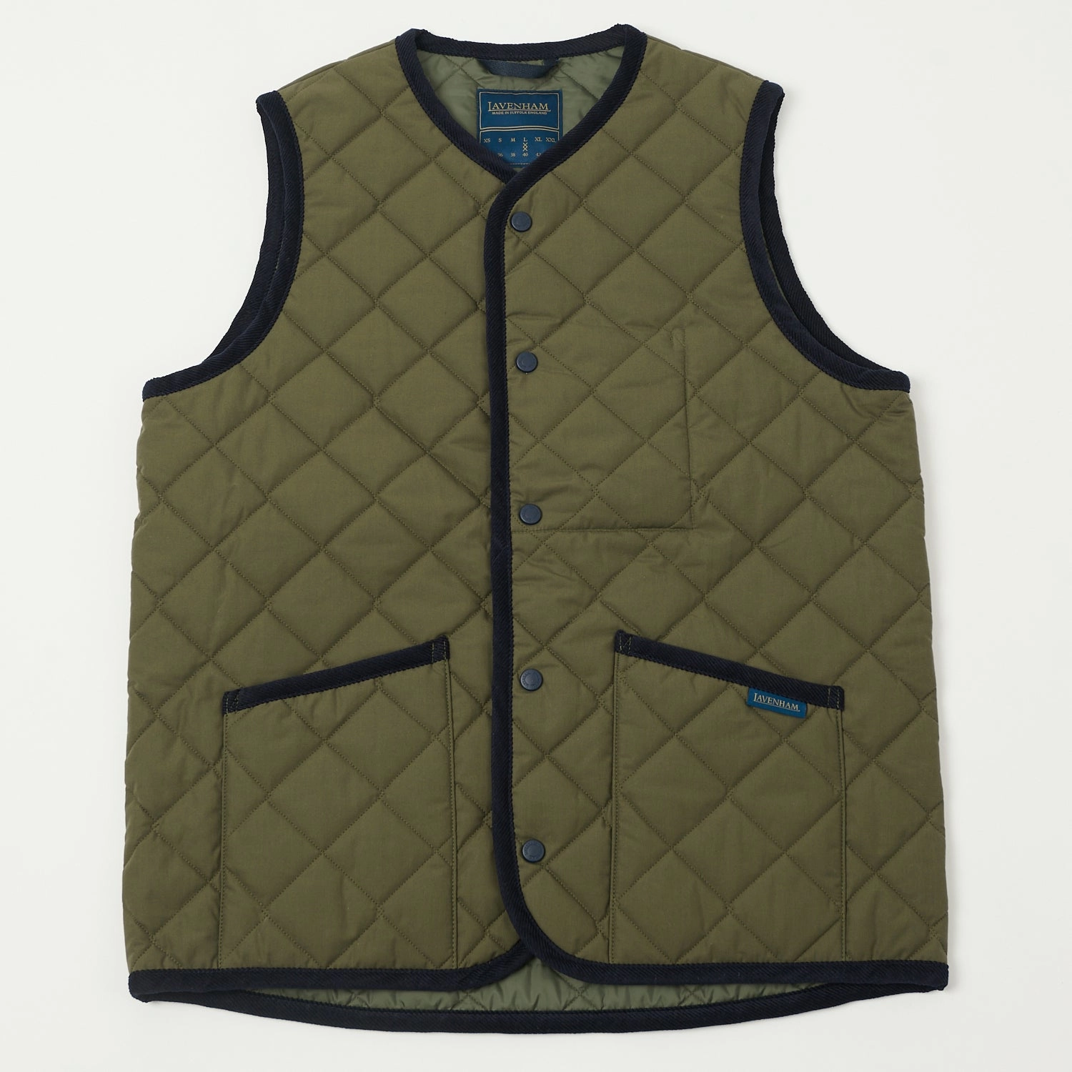 Lavenham Thornham Gilet - Olive Green Pocket Details Ventilation System