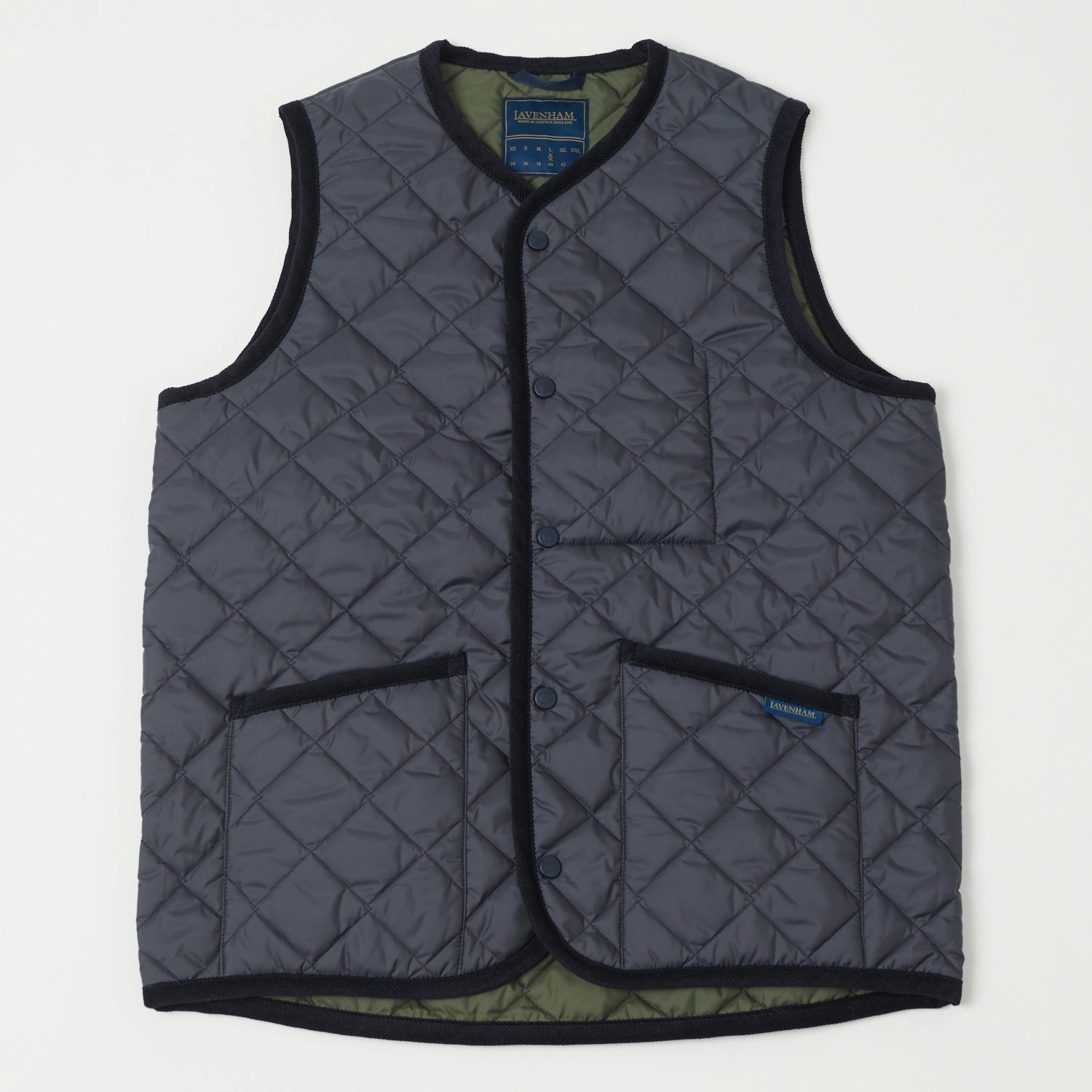 Comfort Fit Cut Non Irritating Tags Lavenham Thornham Quilted Gilet - Suffolk Navy/Olive Green