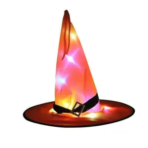 Lavinya Halloween Decorations Outdoor Hanging Lighted Glowing Witch Hat Tree Decorations,Glowing Witch Hats Halloween Party Lighting Hats Button Battery Powered for Tree Yard Garden (Orange)