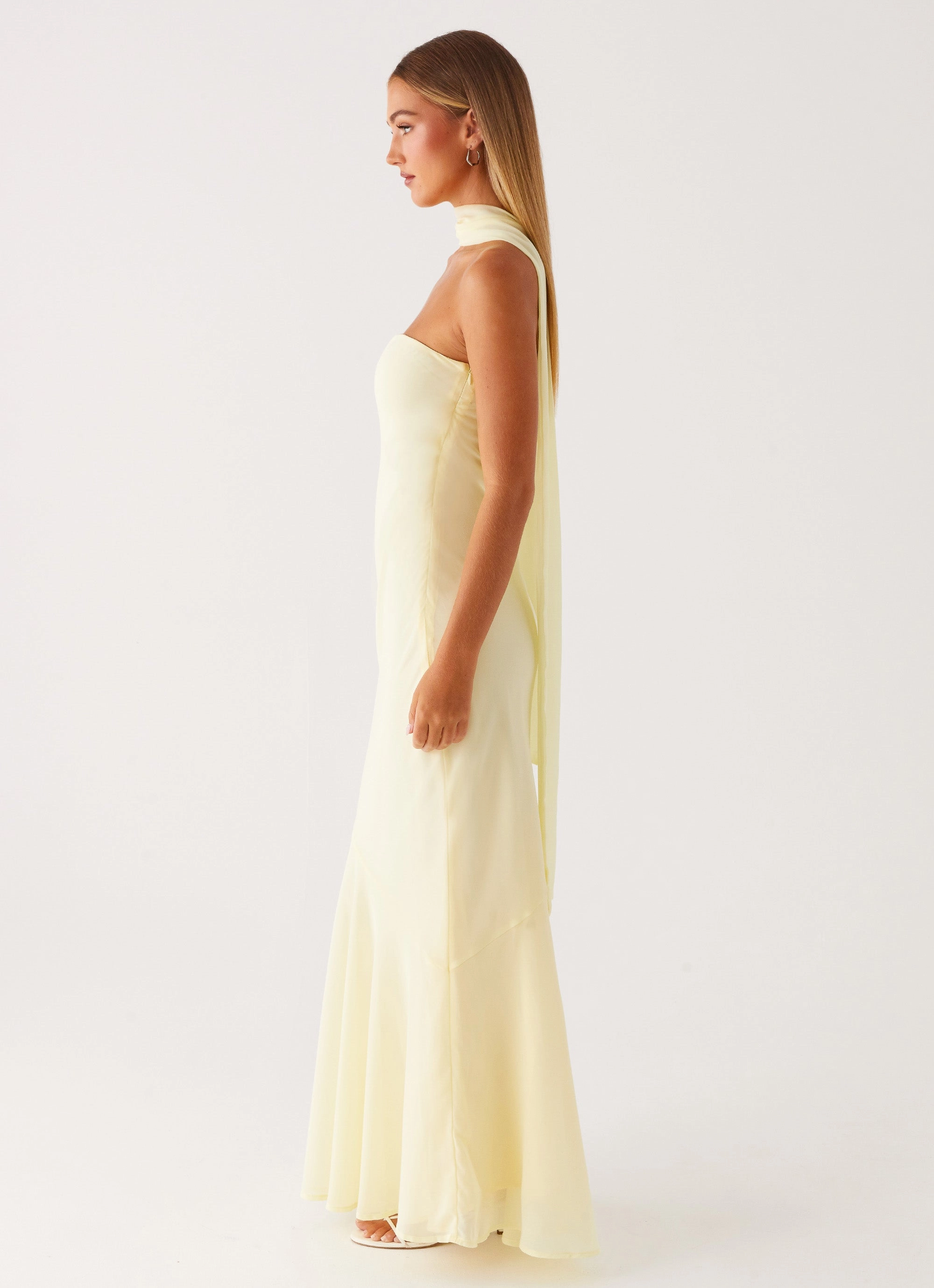 Under The Pagoda Maxi Dress - Yellow Lace-Sleeve