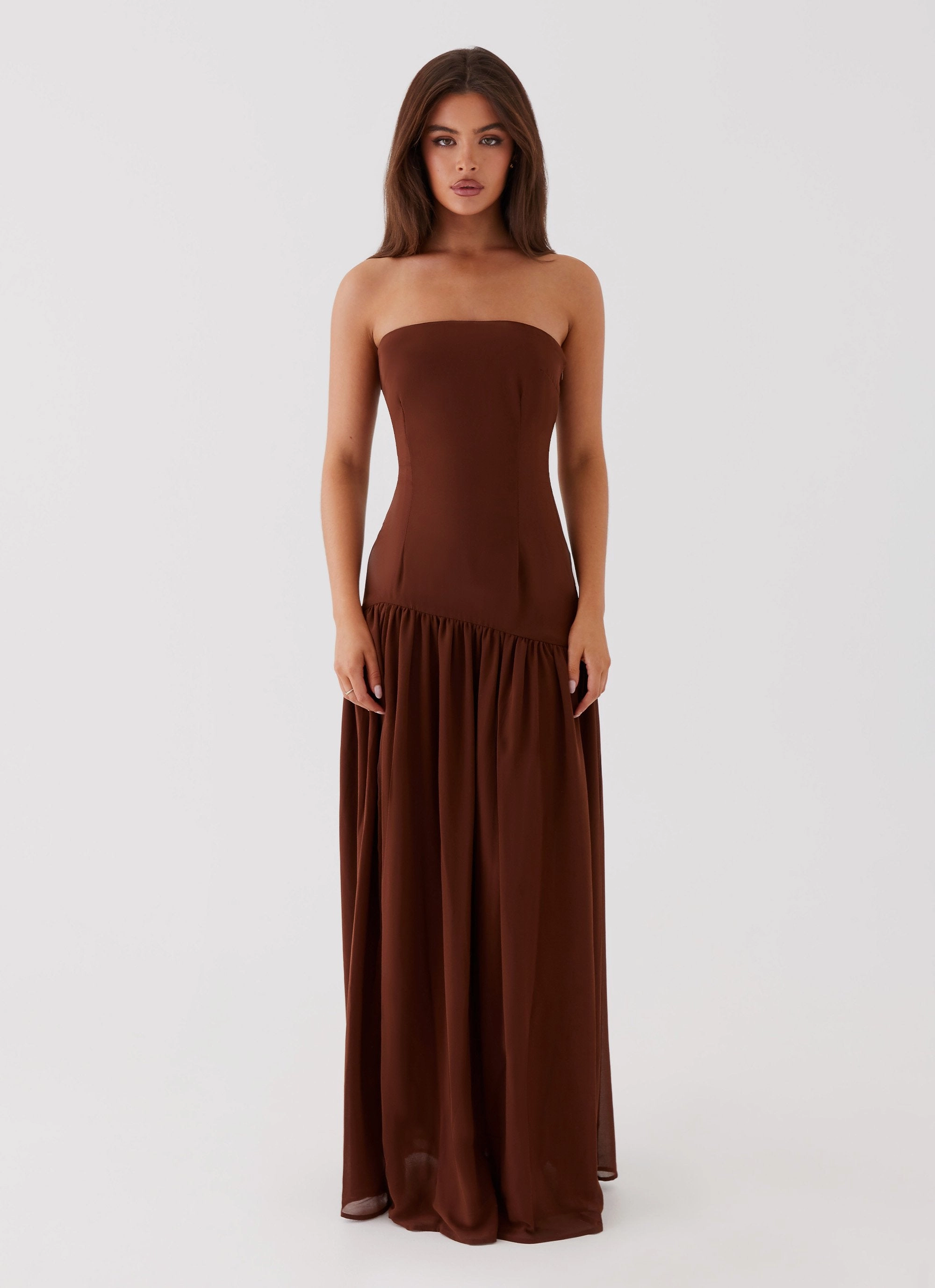 Slim-fit Eden Strapless Maxi Dress - Brown