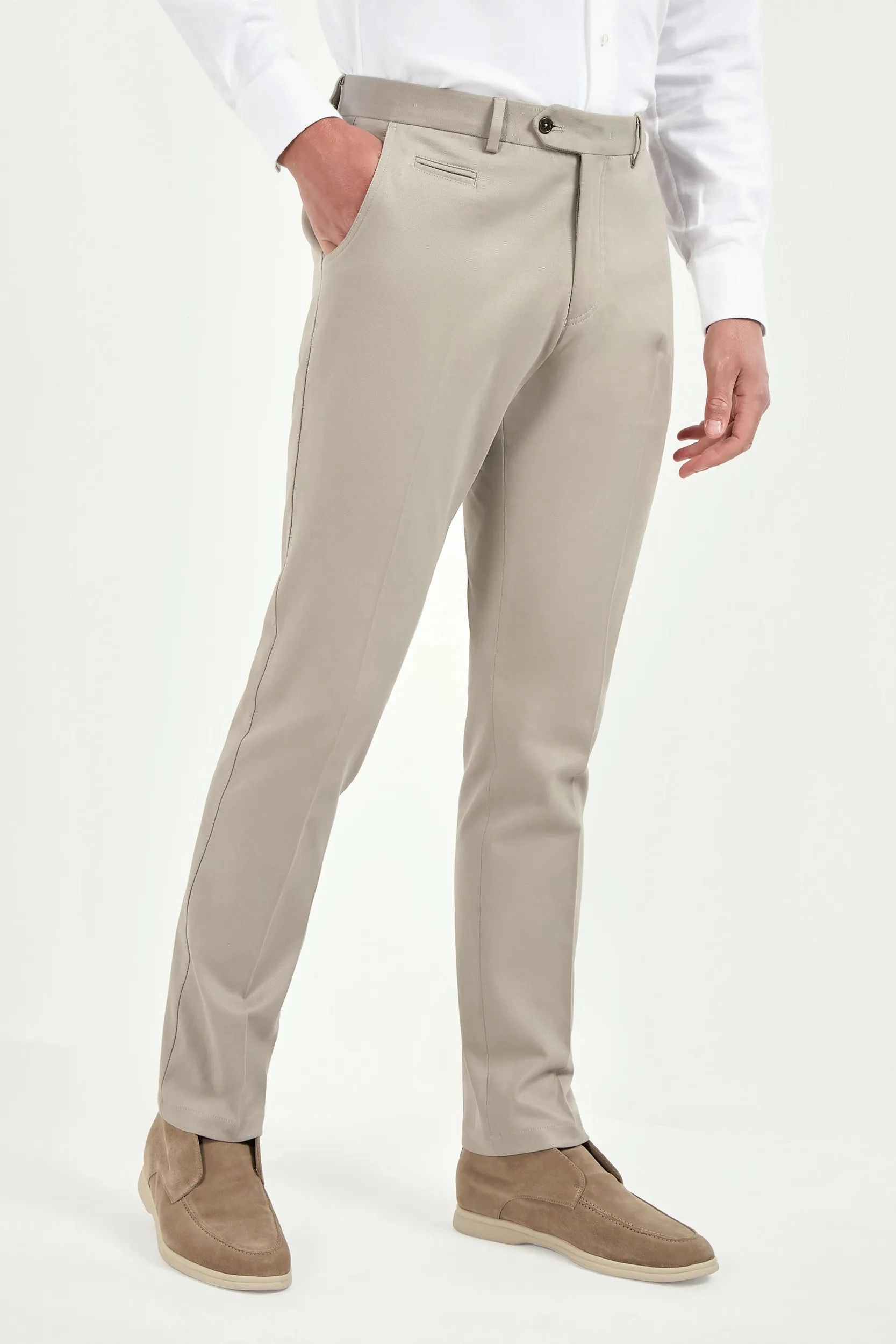 Mastic cotton and cashmere Garda trousers - Made in Italy Relaxed Wear