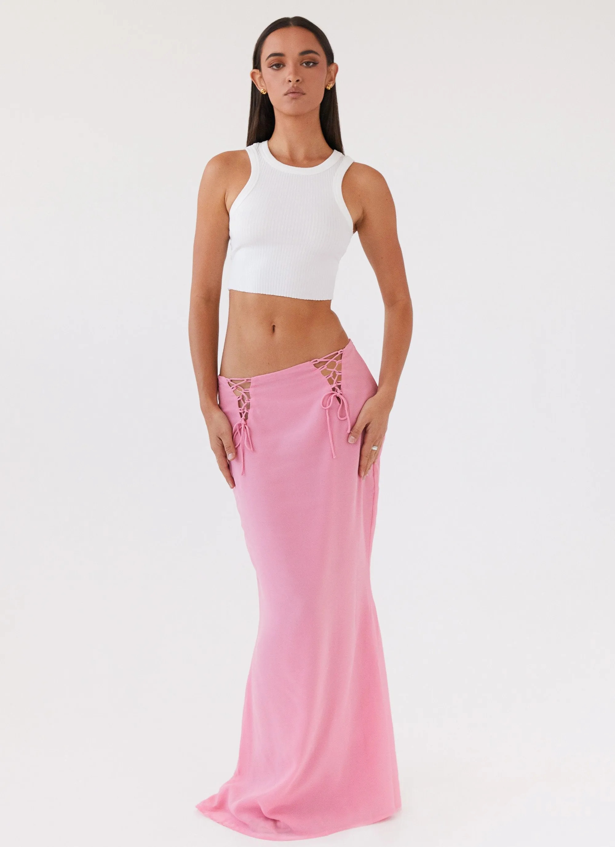 Sleek Flow Airy Feel Chella Tie Up Skirt - Pink