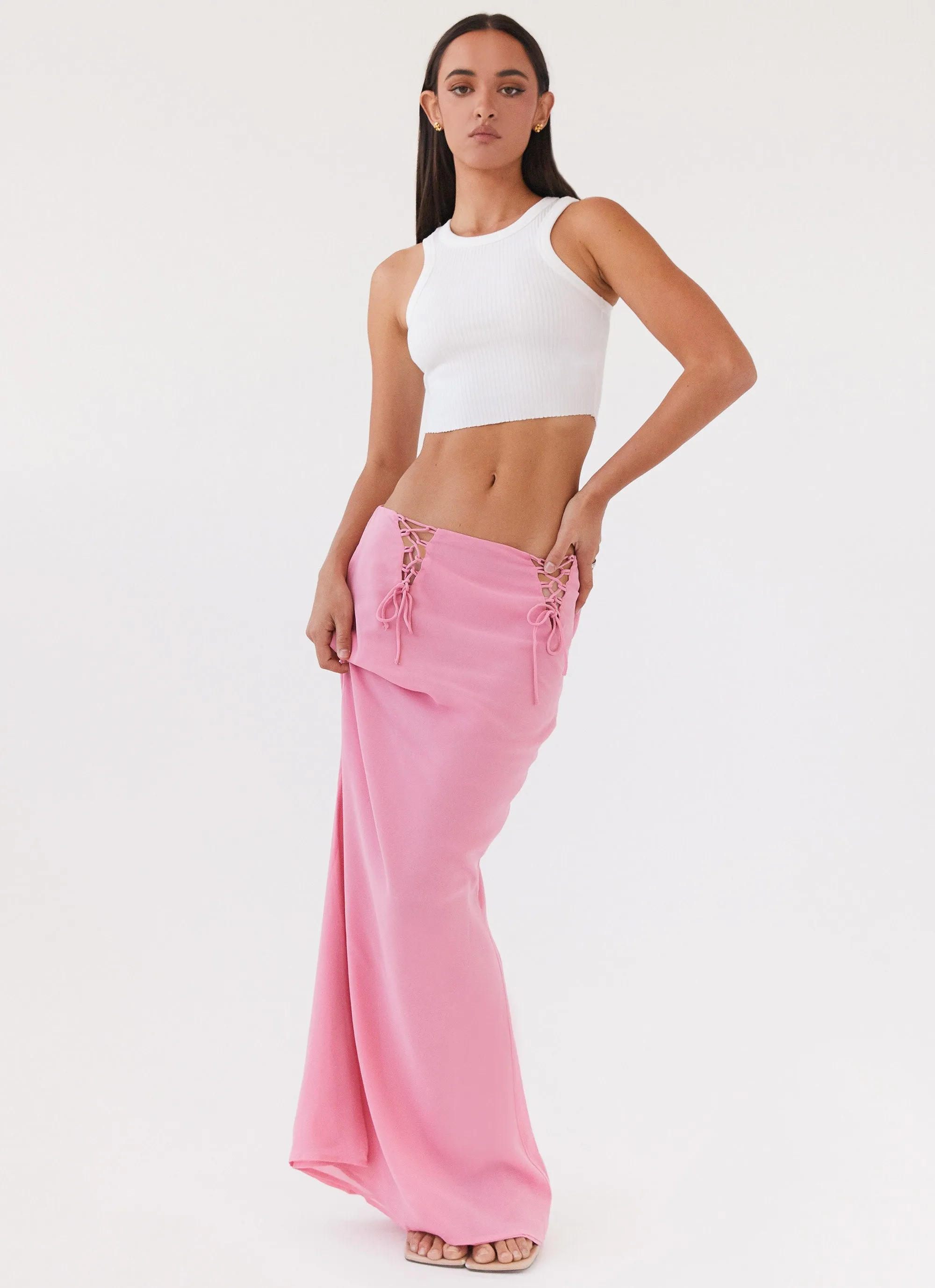 Roll Up Fasten Chella Tie Up Skirt - Pink