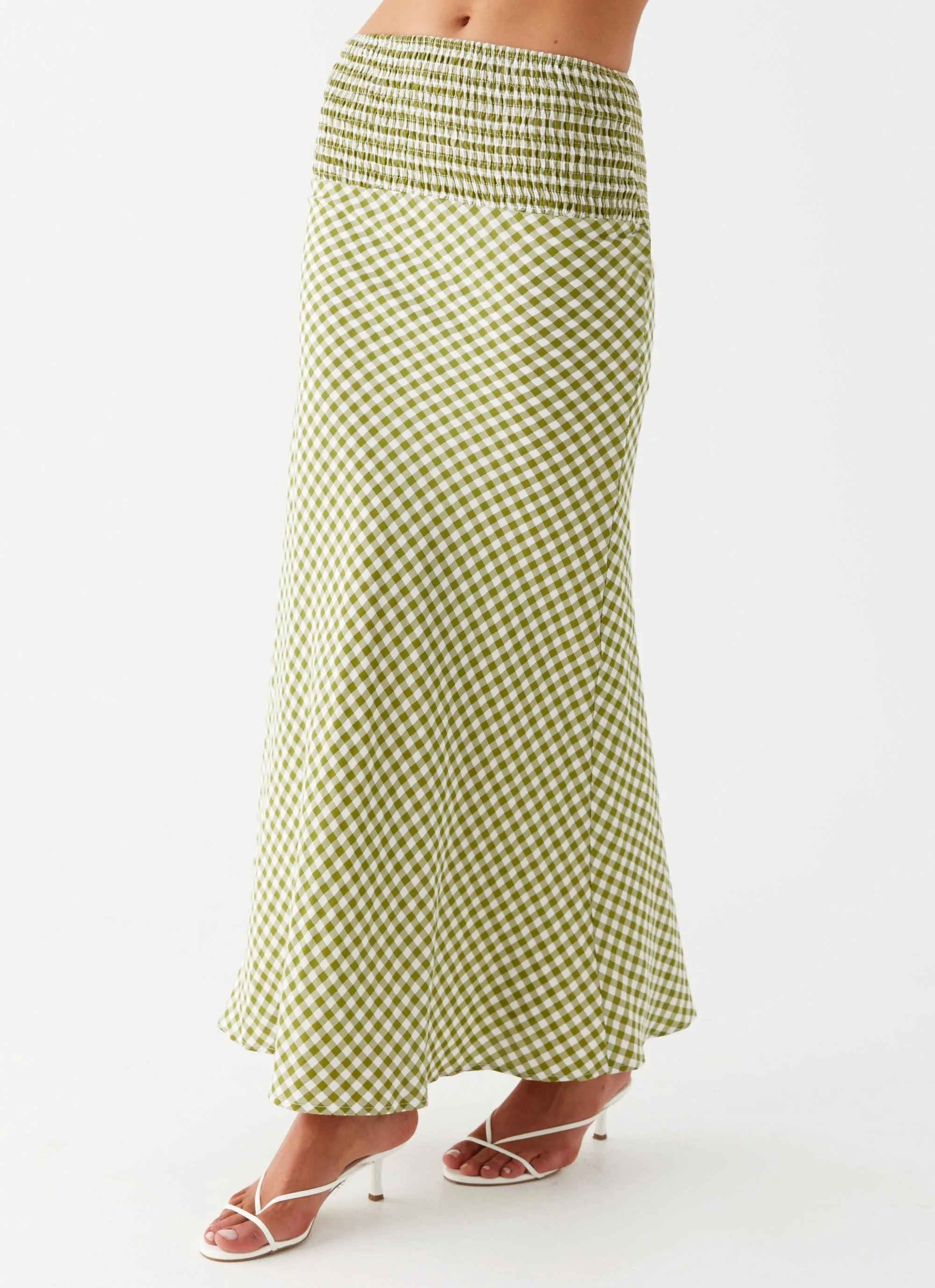 Modest Wear Easy Comfort Leilani Maxi Skirt - Khaki Gingham