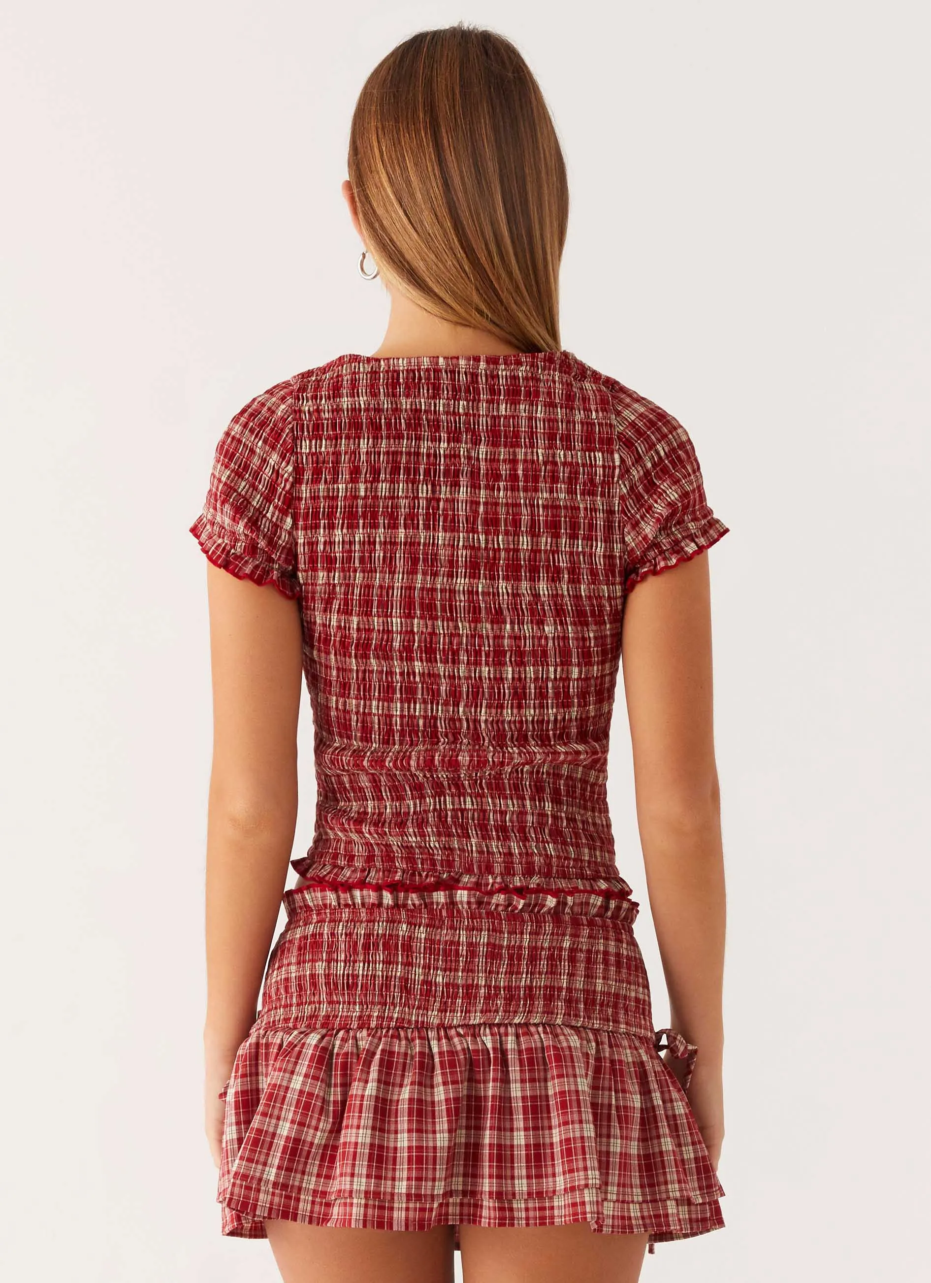 Smart Fit Neat Look Lenore Mini Skirt - Ruby Check