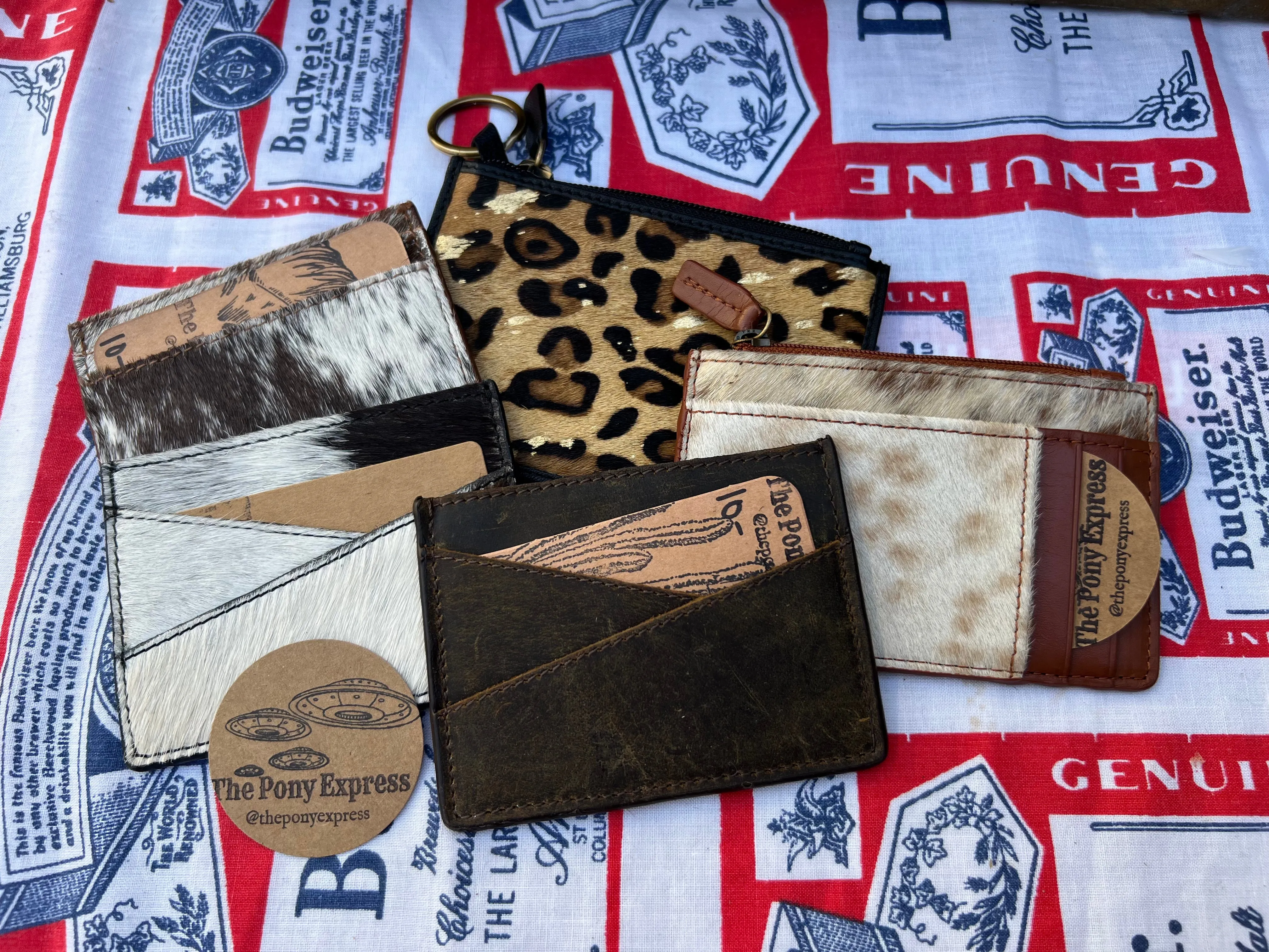Leopard Cowhide Card Case with keychain