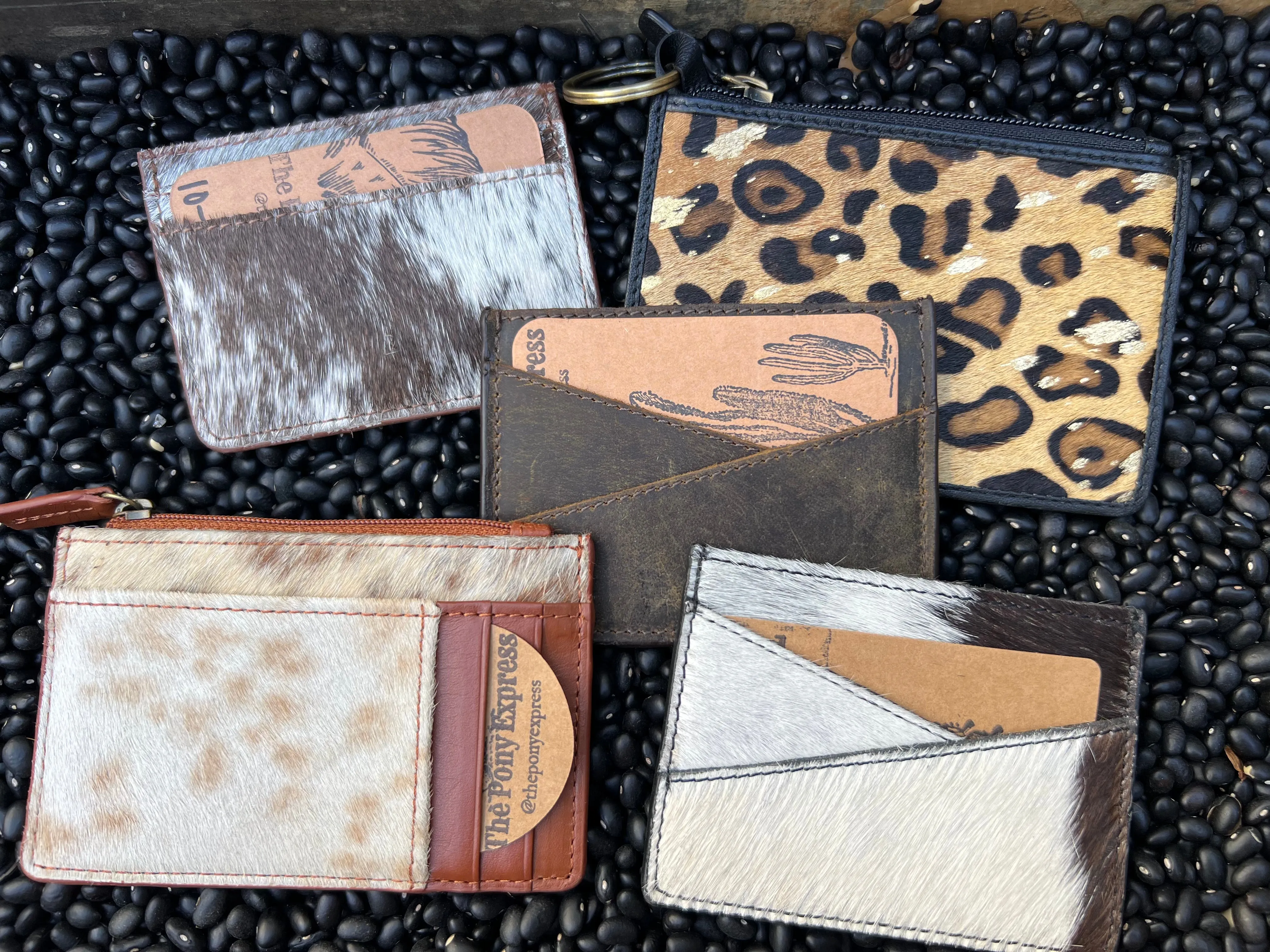 Leopard Cowhide Card Case with keychain