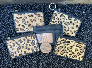 Leopard Cowhide Card Case with keychain