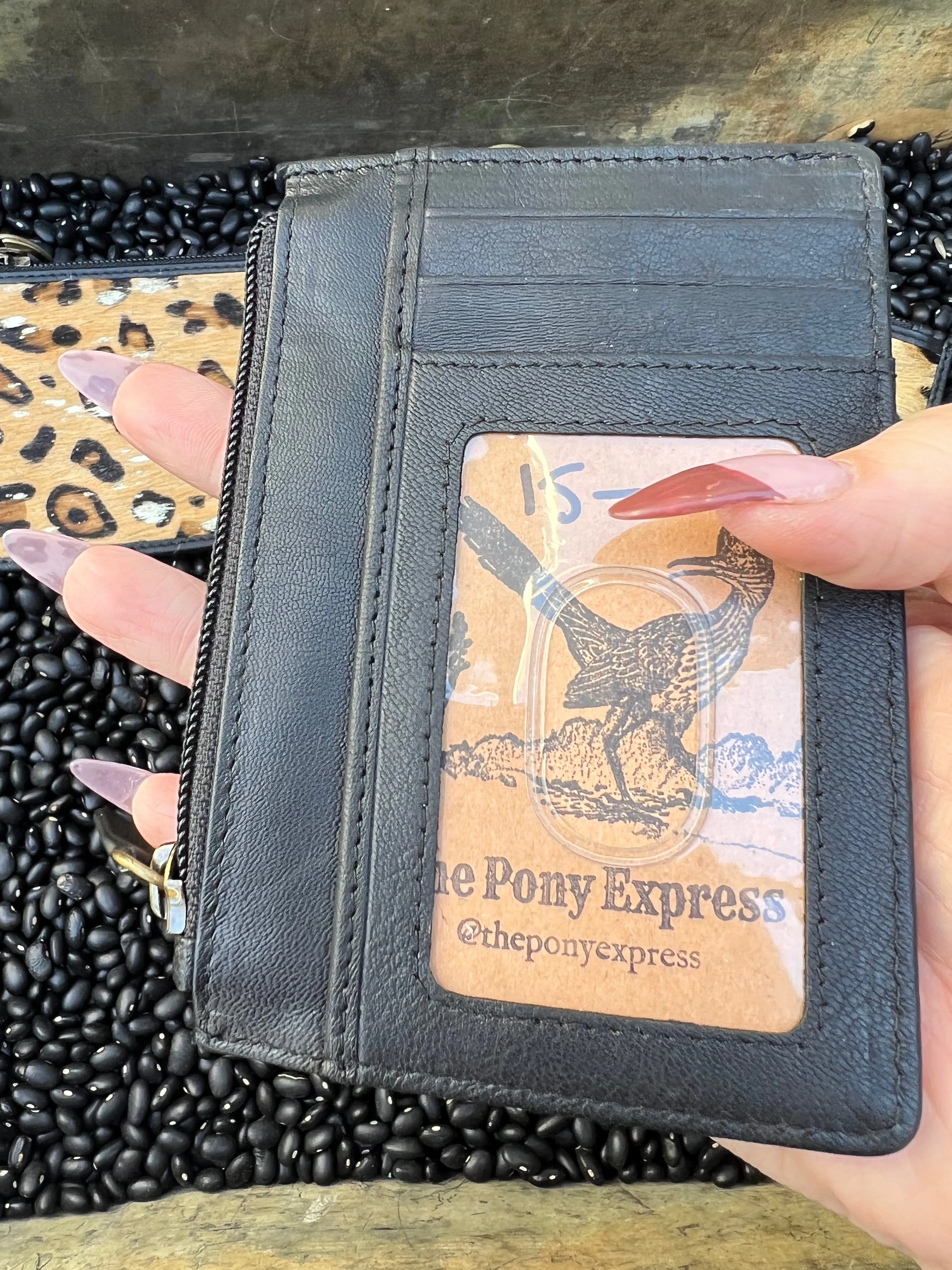 Leopard Cowhide Card Case with keychain