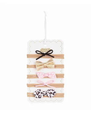 Leopard Leather Small Bow Set
