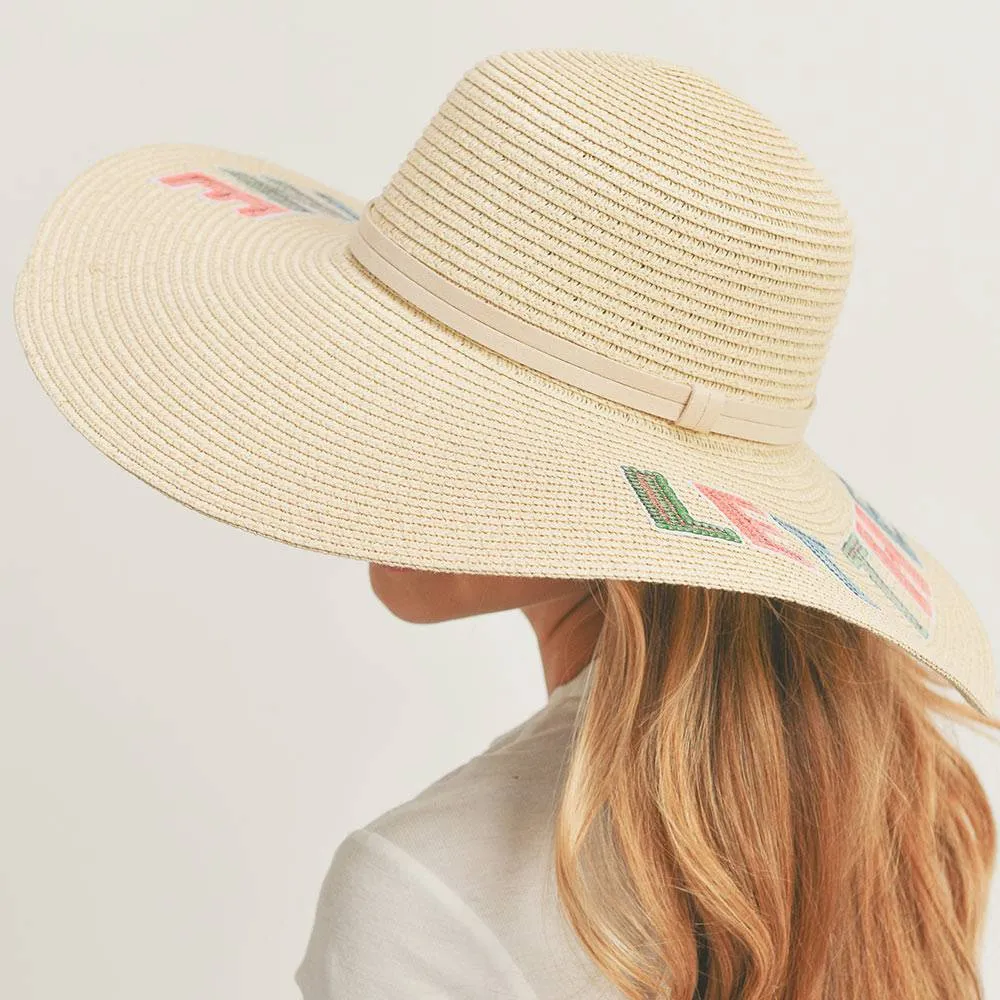 Let The Sun Shine Sequin Message Straw Panama Sun Hat