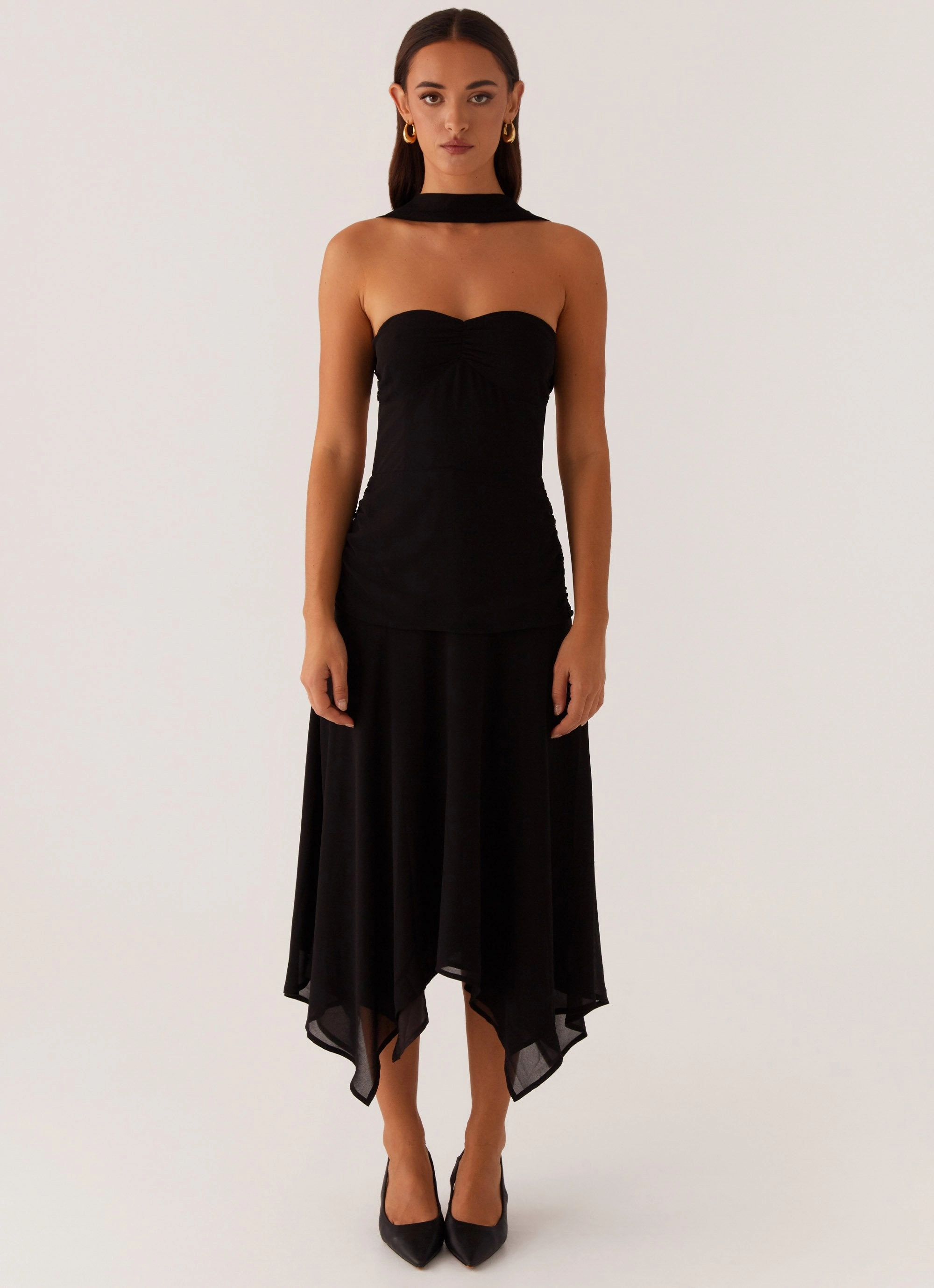 Smile Soft Leto Chiffon Midi Dress - Black