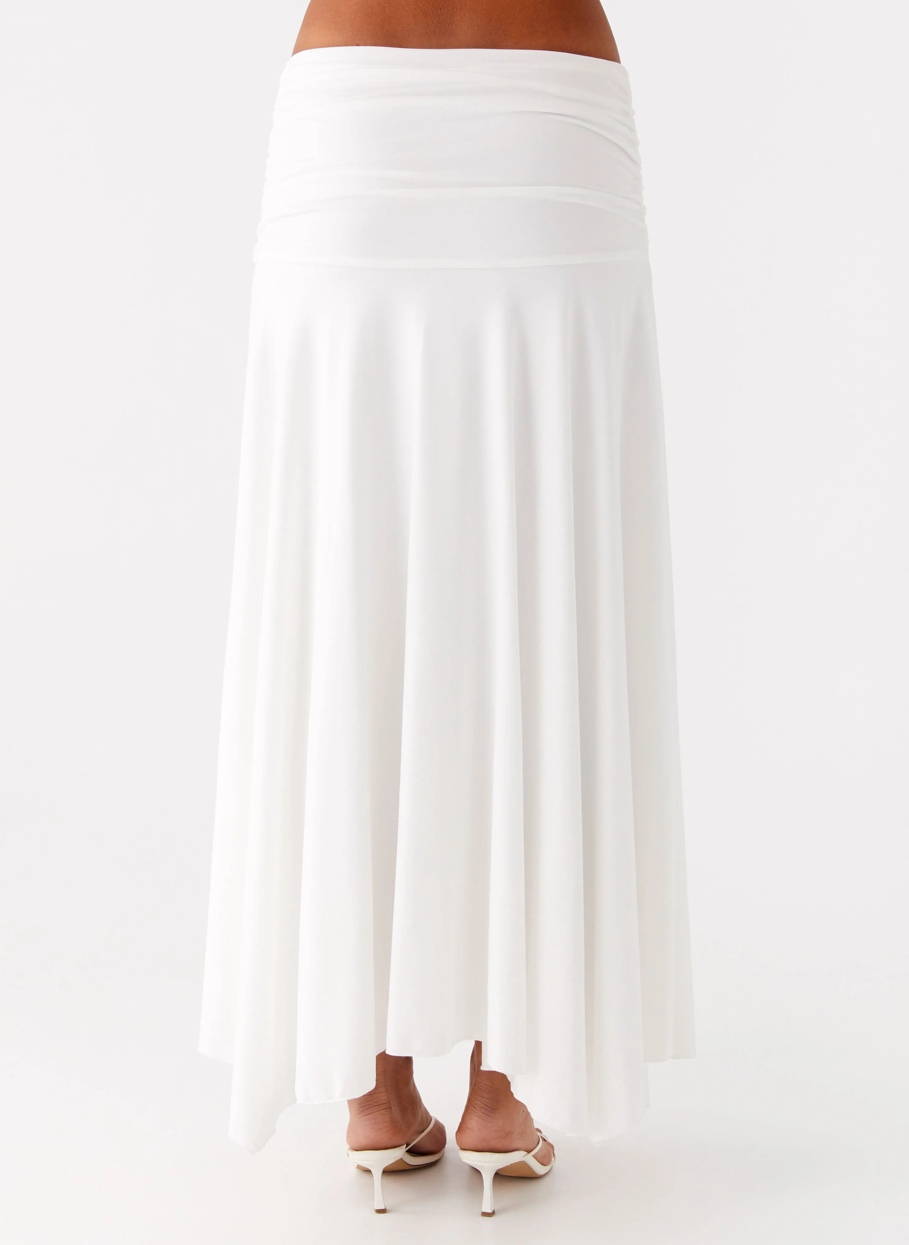 Liana Ruched Maxi Skirt - White Quick Wear