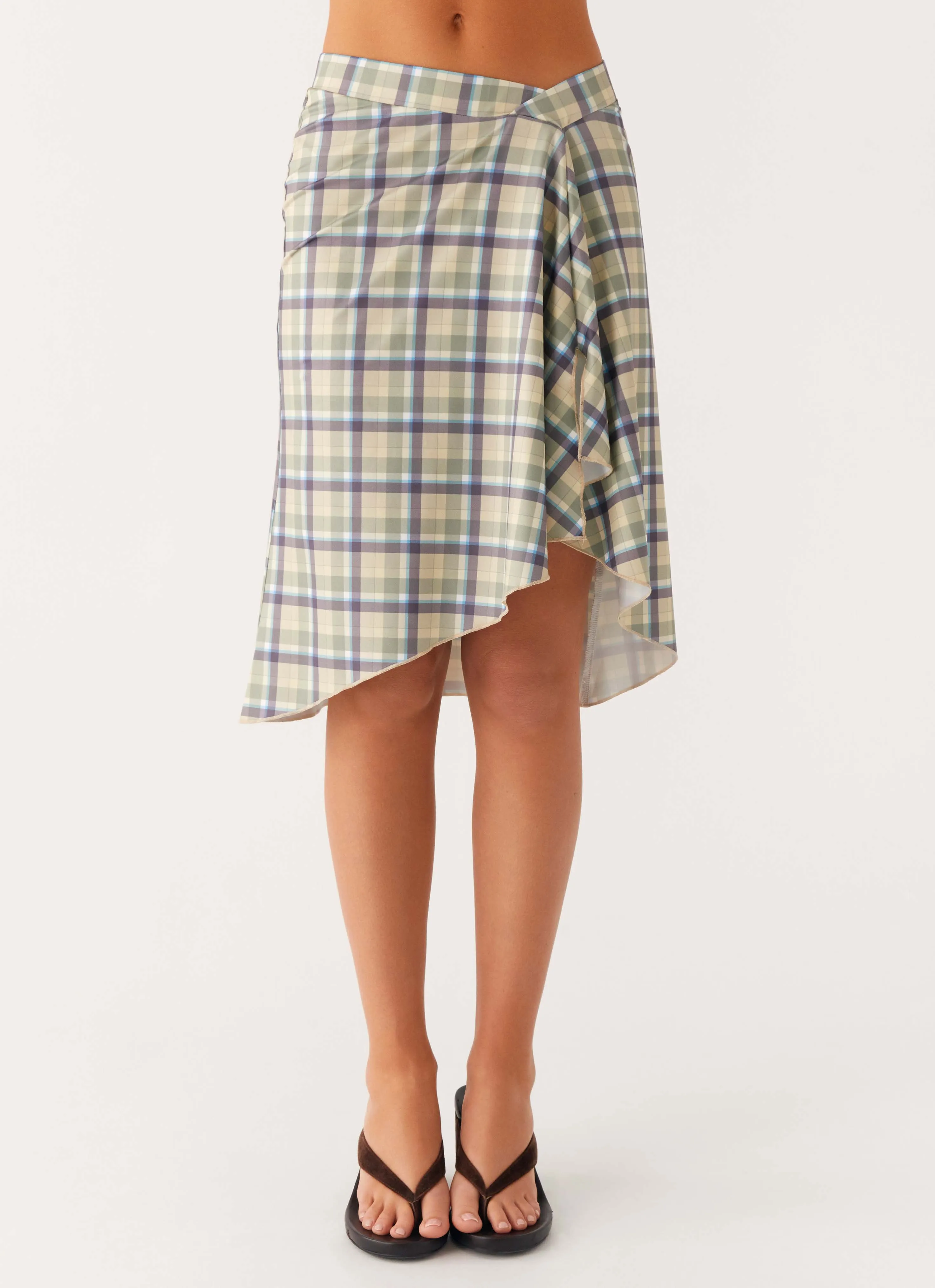 Heat Dissipating Fabric Shes A Lady Midi Skirt - Cedar Check
