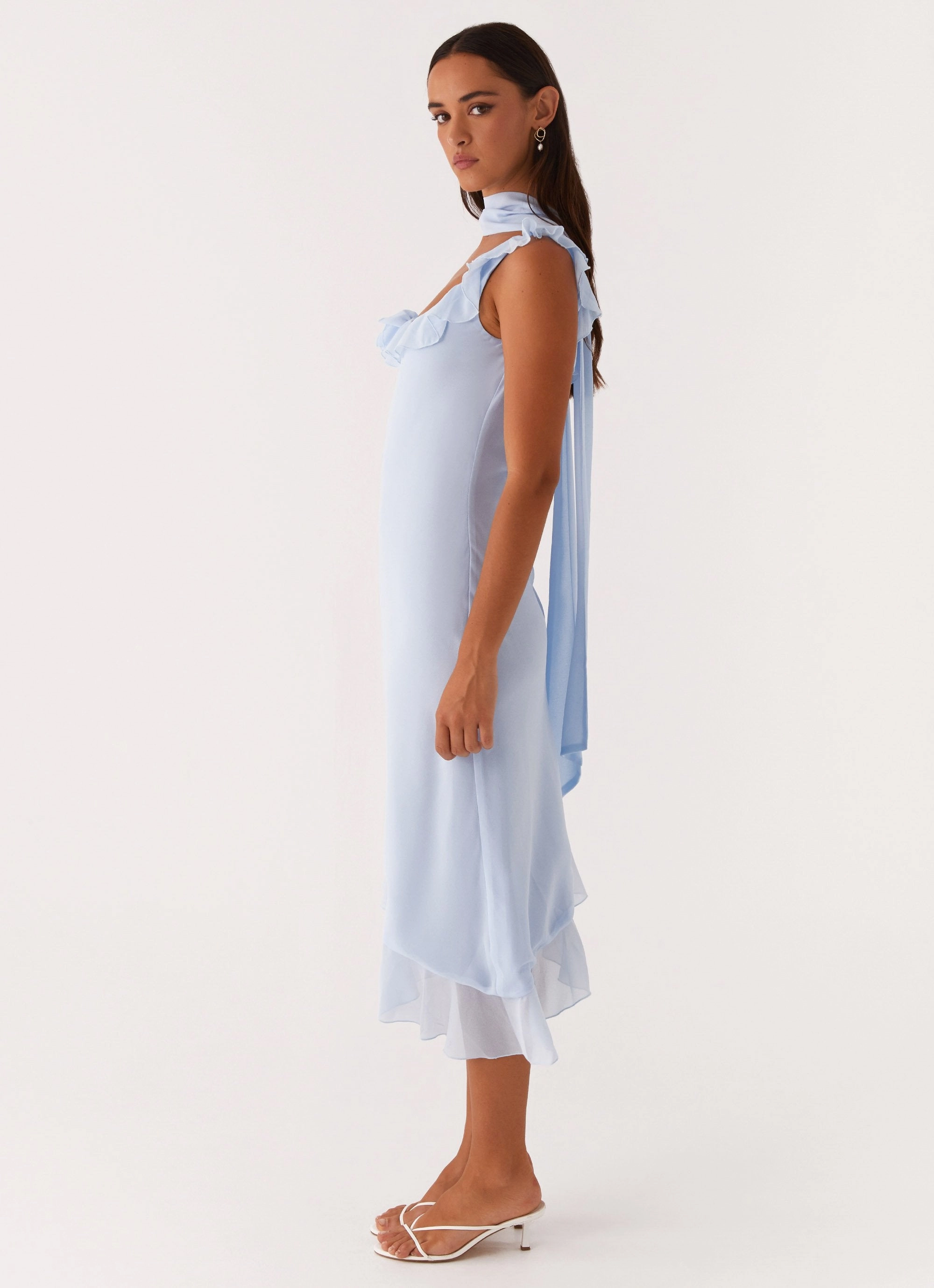 Gentle Texture Casual Feel Fariday Midi Dress - Blue