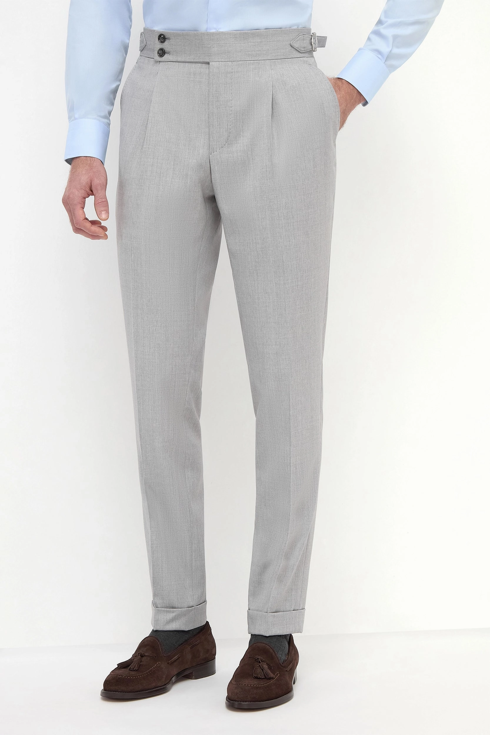 Light grey Soragna trousers - Made in Italy Lightweight Weave Fit Freedom