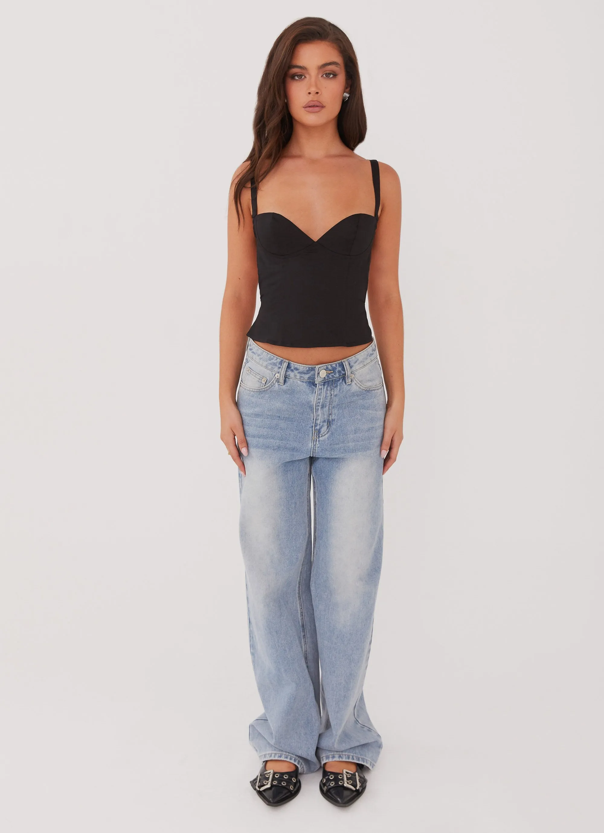 Soft Texture Non Closure Collar Naomi Backless Top - Black